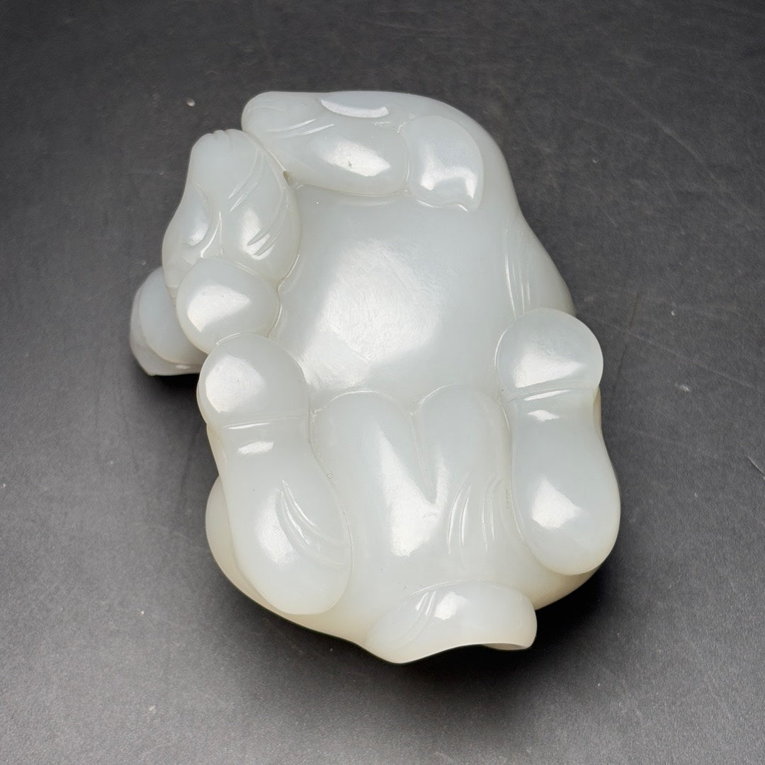 A1248 Superb Chinese Hetian Jade Carved Fortune Ox Statue