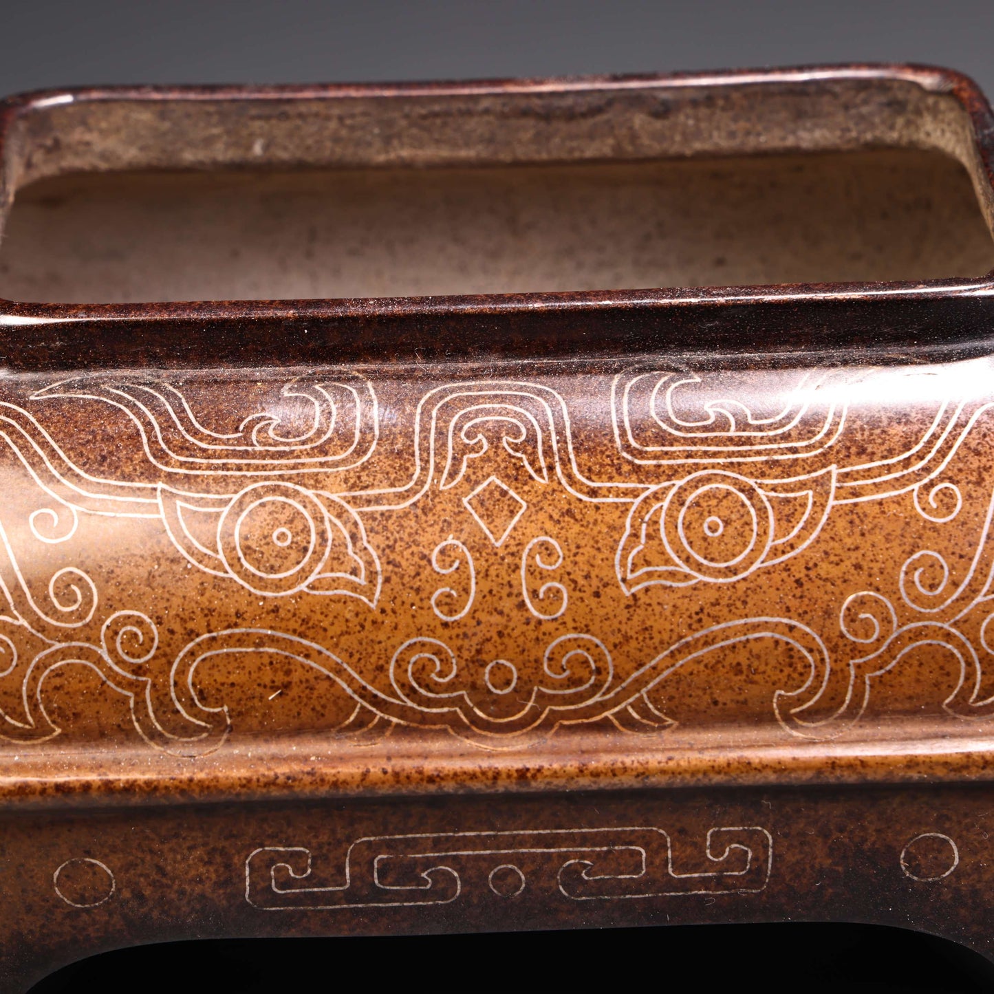 A1250 Chinese Copper Inlay Silver Wires Double Ear Incense Burner