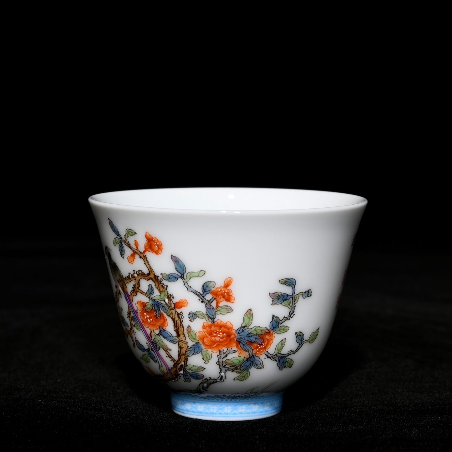 A1262 A Set 12 Chinese Qing Dynasty Famille Rose Flowers Bird Design Porcelain Cups