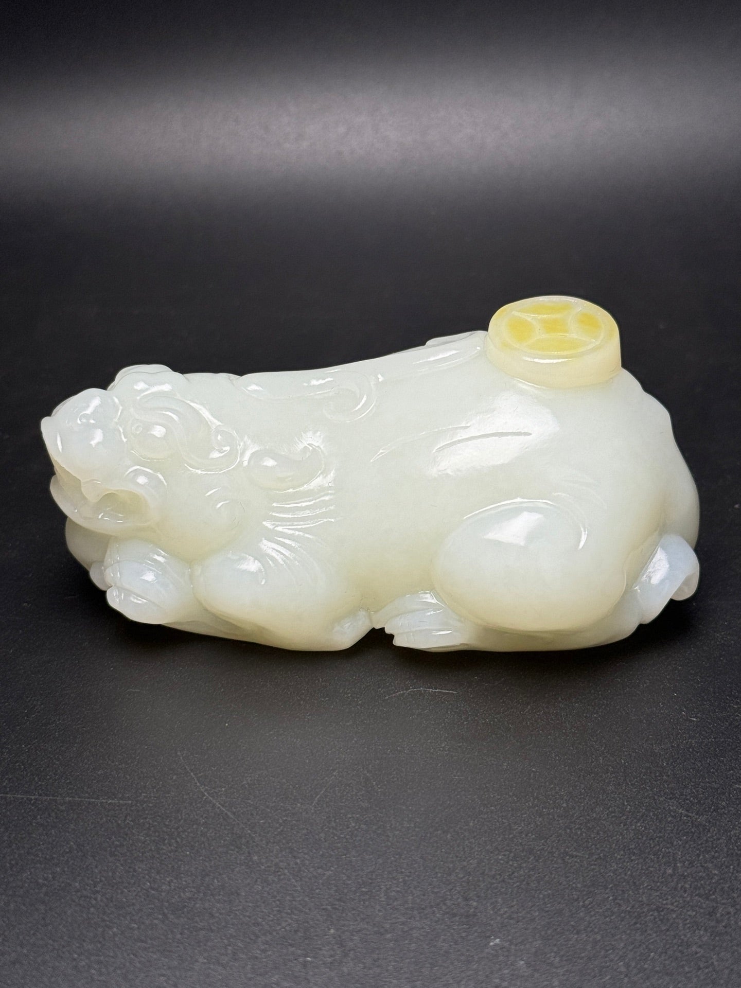 A1312 Superb Chinese Hetian Jade Carved Fortune Pixiu Statue