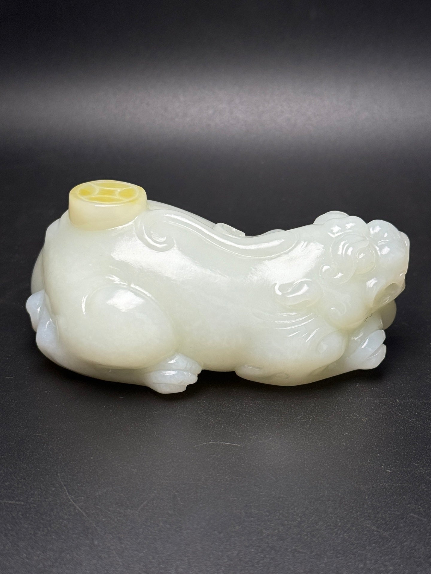 A1312 Superb Chinese Hetian Jade Carved Fortune Pixiu Statue
