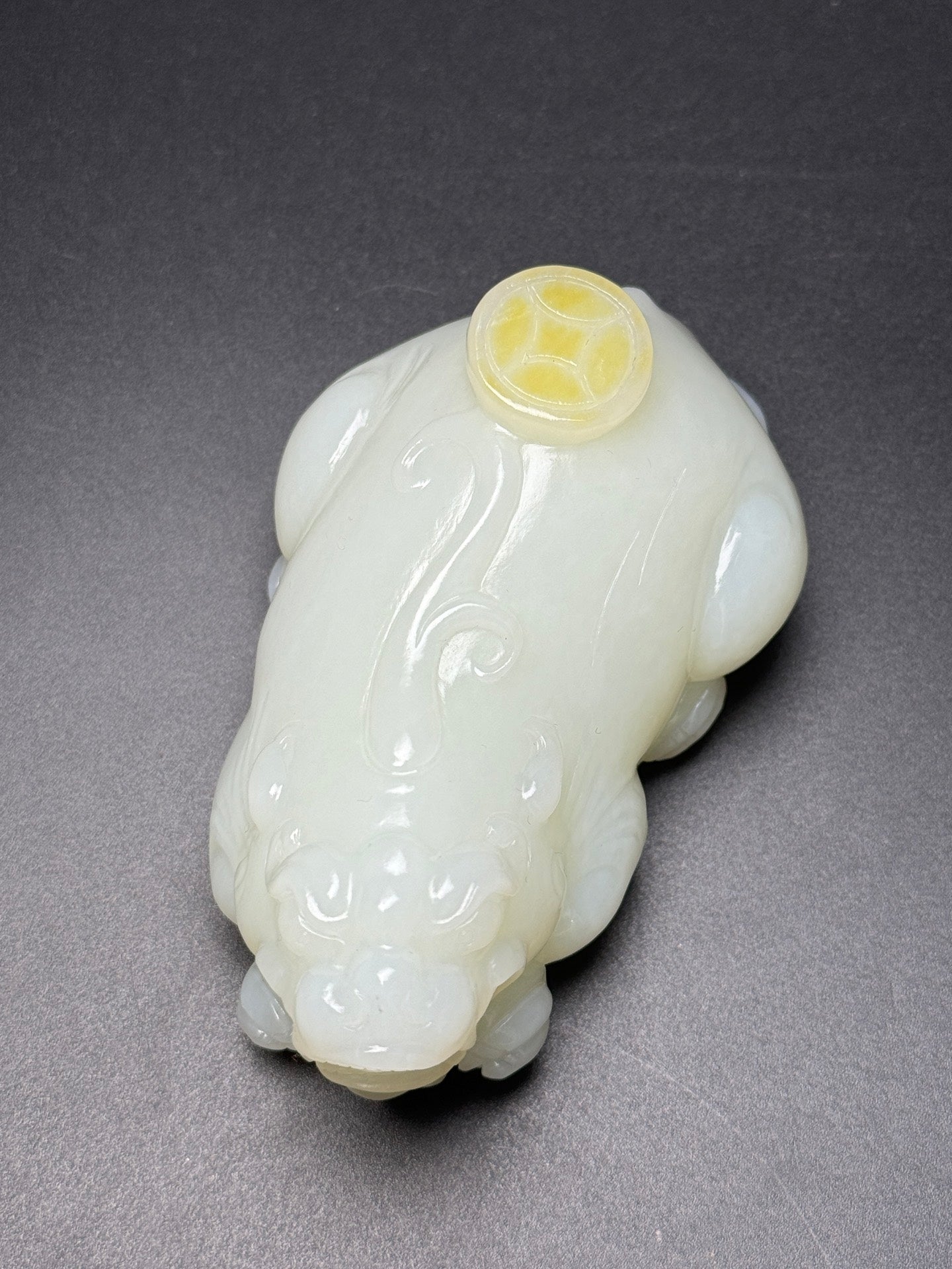 A1312 Superb Chinese Hetian Jade Carved Fortune Pixiu Statue