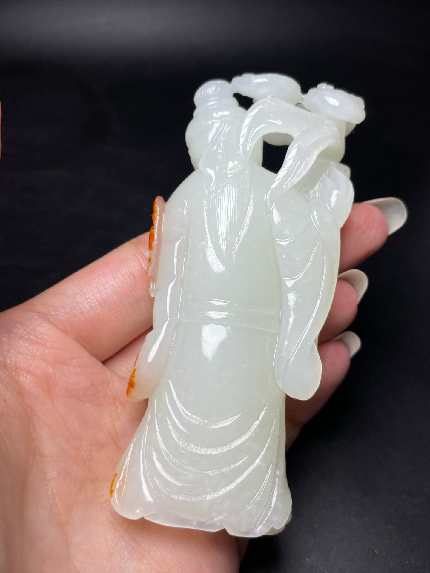 A1319 Superb Chinese Hetian Jade Carved Figrue Statue