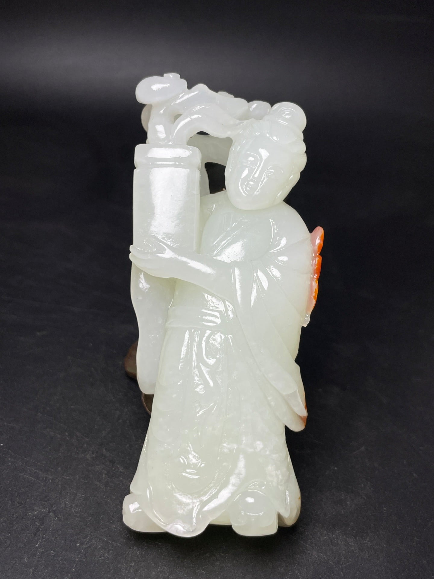 A1319 Superb Chinese Hetian Jade Carved Figrue Statue