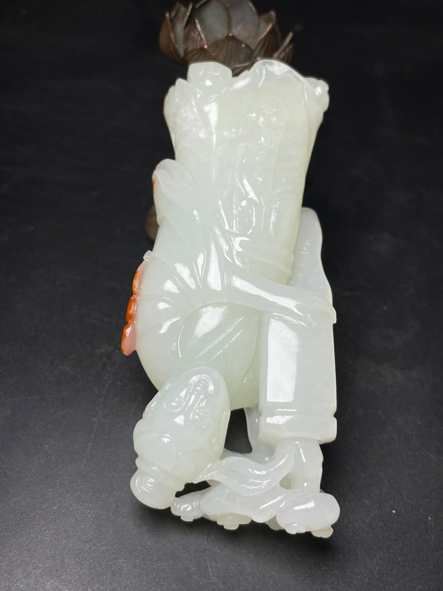 A1319 Superb Chinese Hetian Jade Carved Figrue Statue