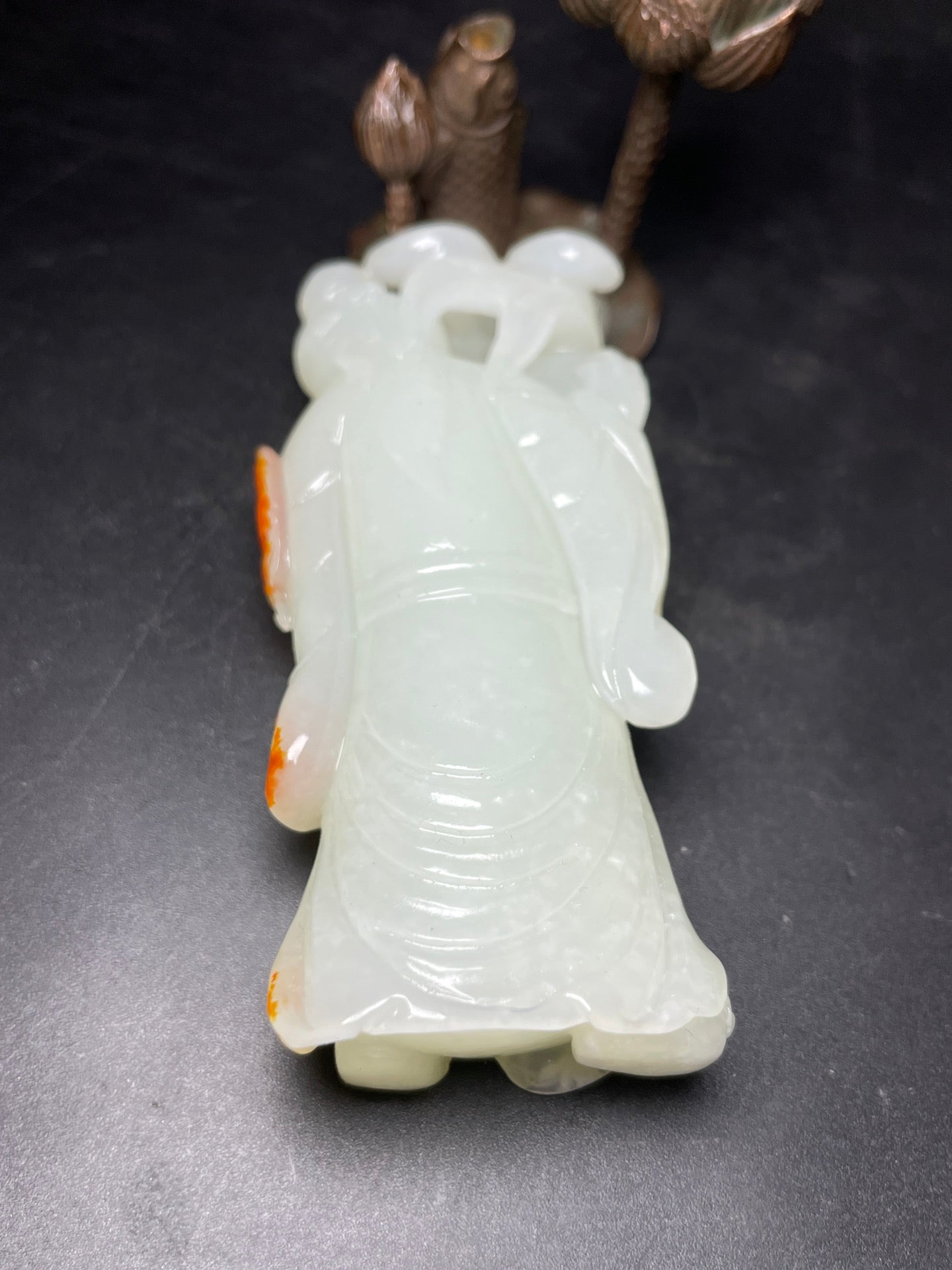 A1319 Superb Chinese Hetian Jade Carved Figrue Statue