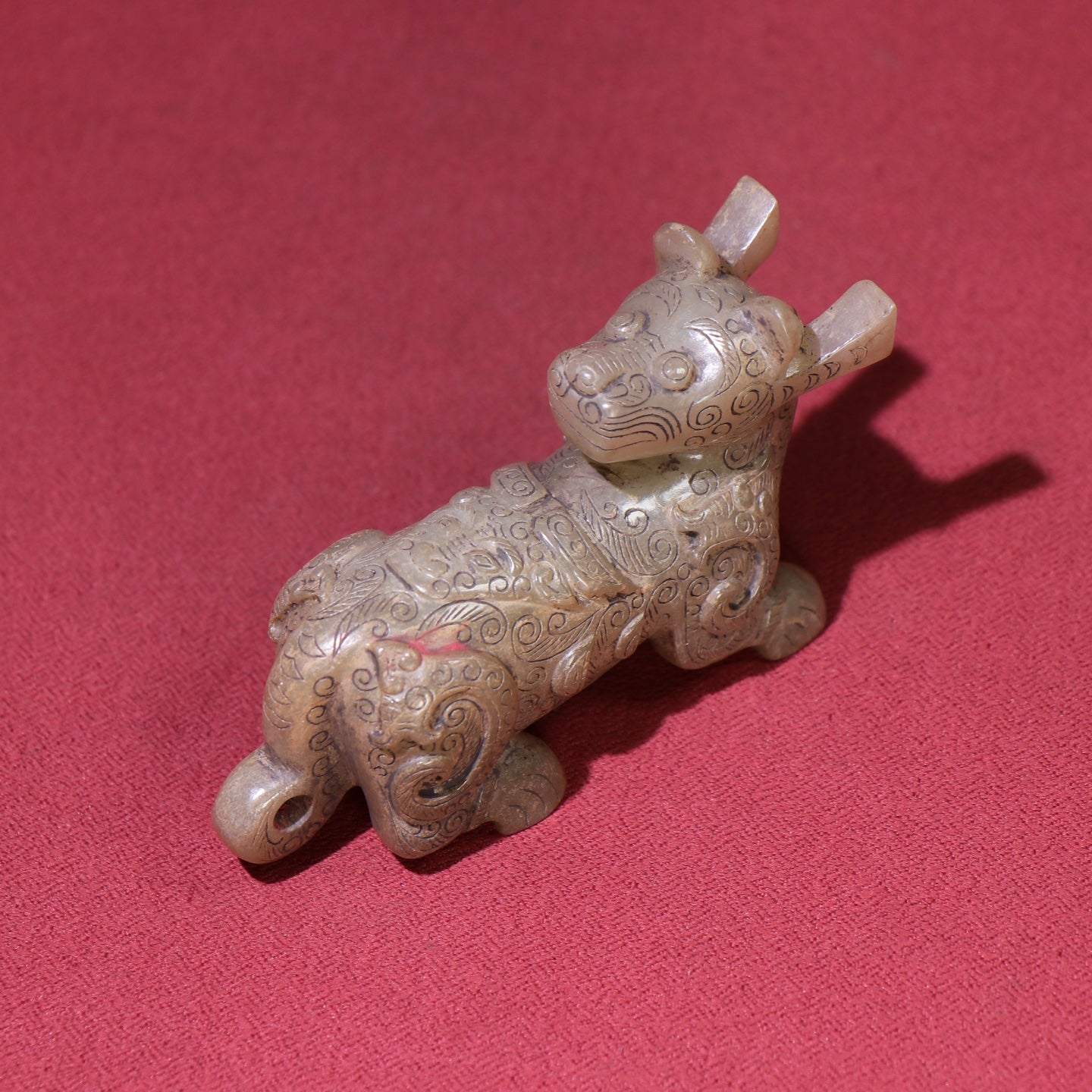 A1325 Vintage Chinese Hetian Jade Carved Tiger Statue