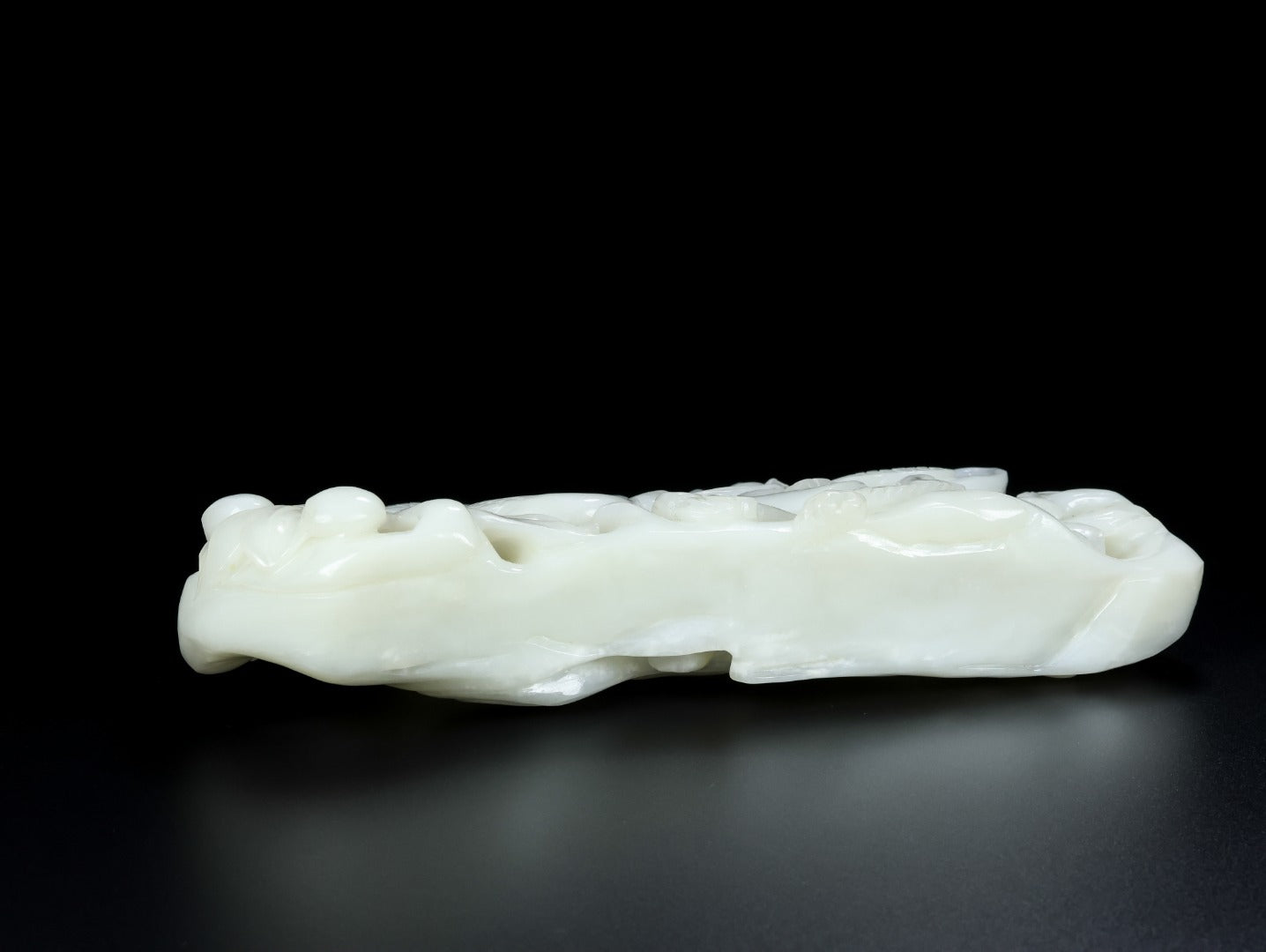 A1332 Openwork Chinese White Hetian Jade Carved Crane Statue