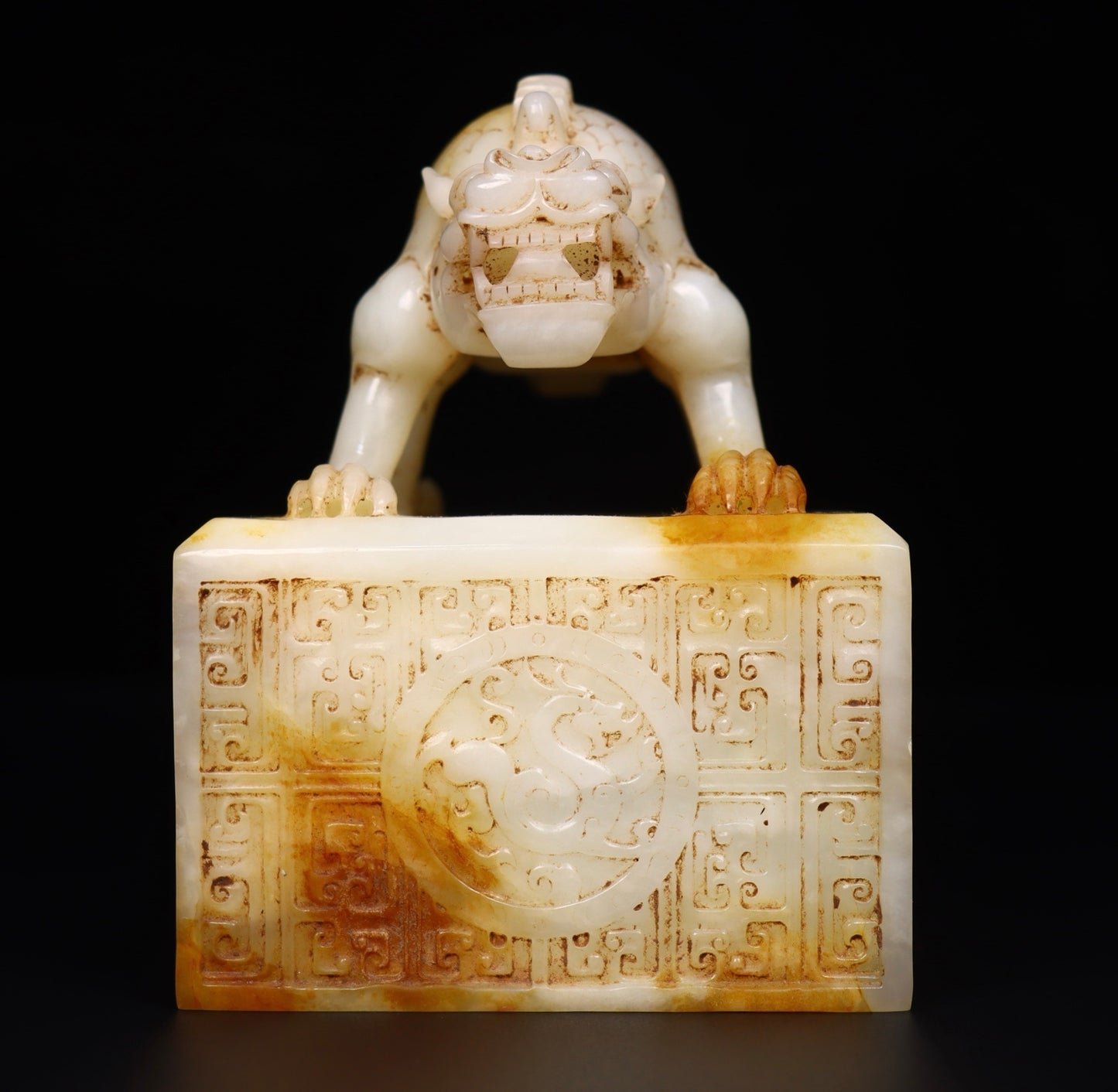 A1335 Superb Old Chinese Hetian Jade Carved Divine Beast Seal