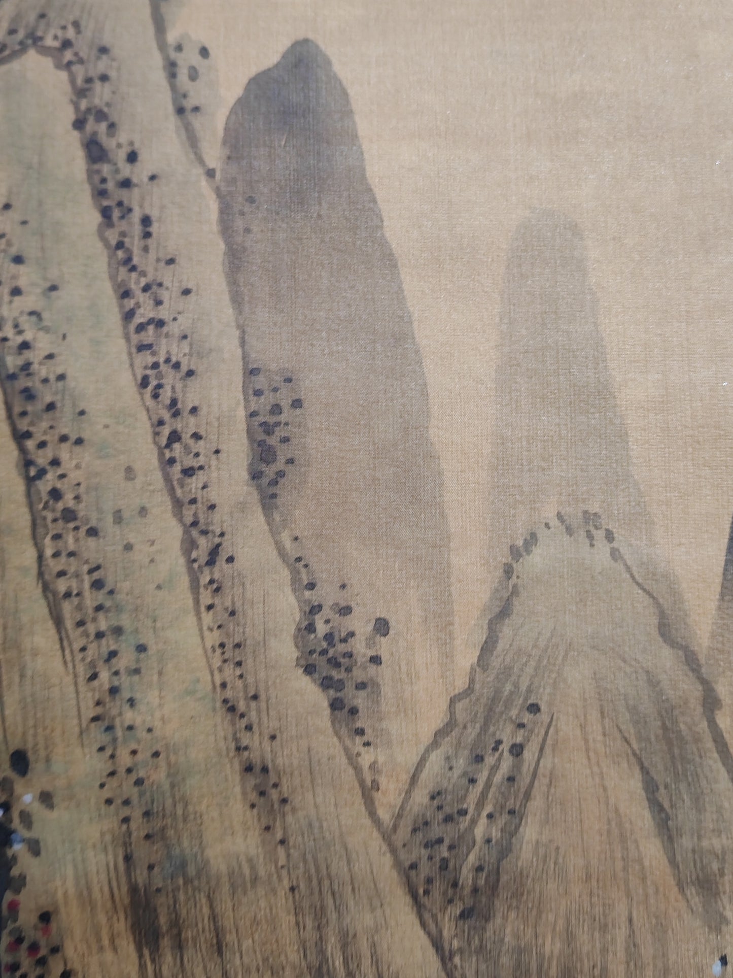 A1337 Chinese Watercolour On Silk Mountain River Scene Design Painting - Shen Zhou(1427-1509)