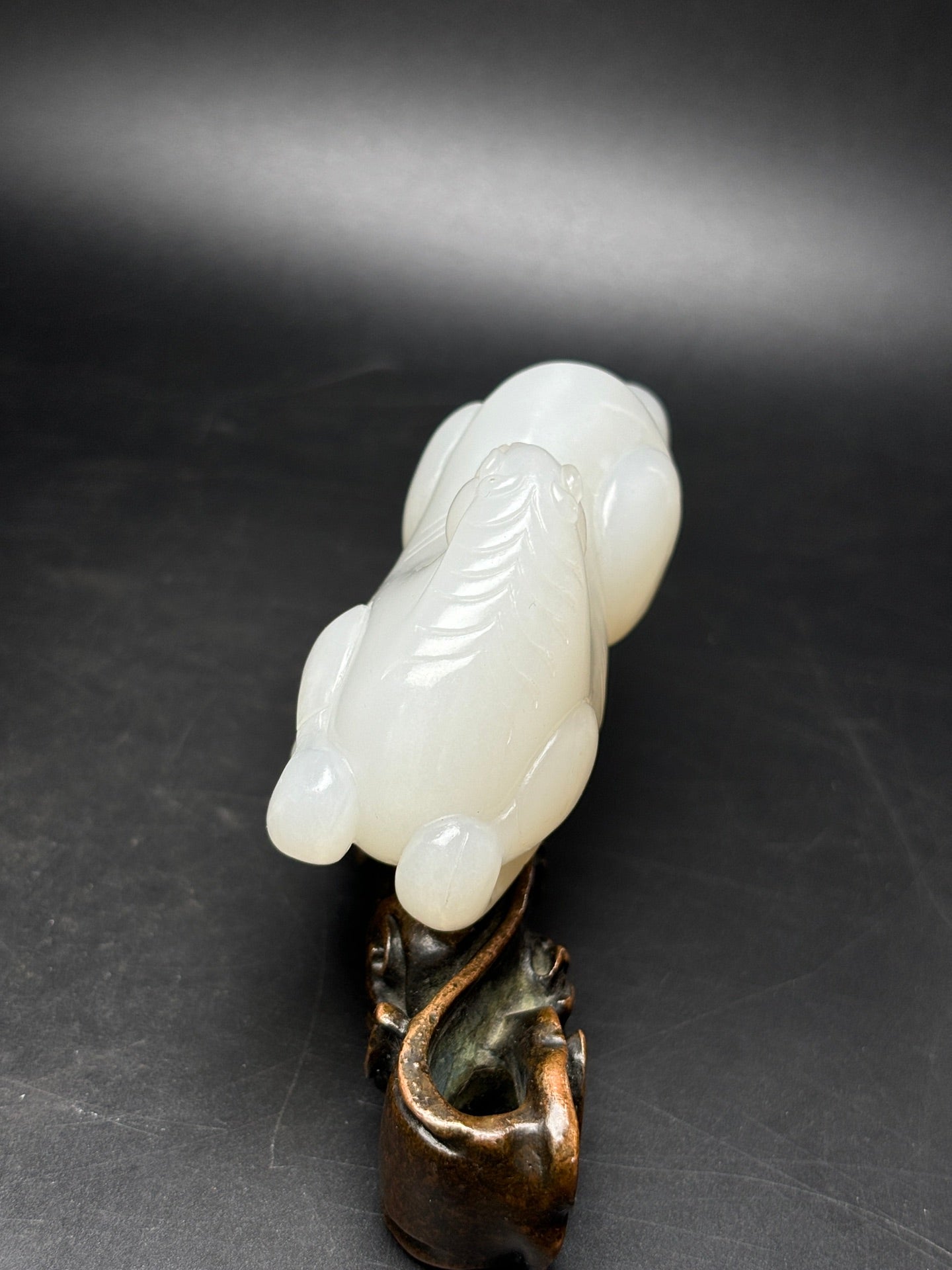 A1338 Superb Chinese White Hetian Jade Carved Fortune Horse Statue