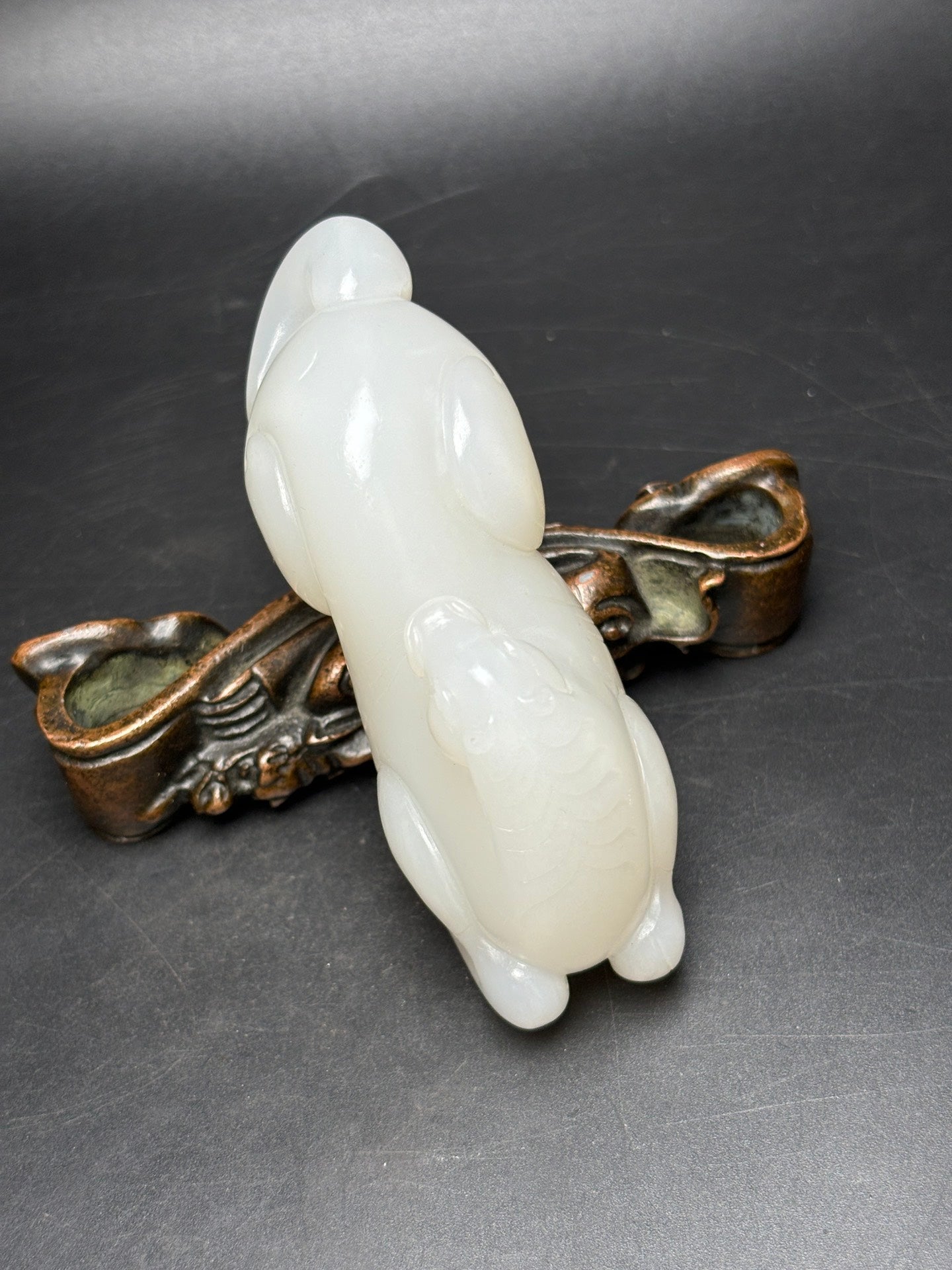 A1338 Superb Chinese White Hetian Jade Carved Fortune Horse Statue