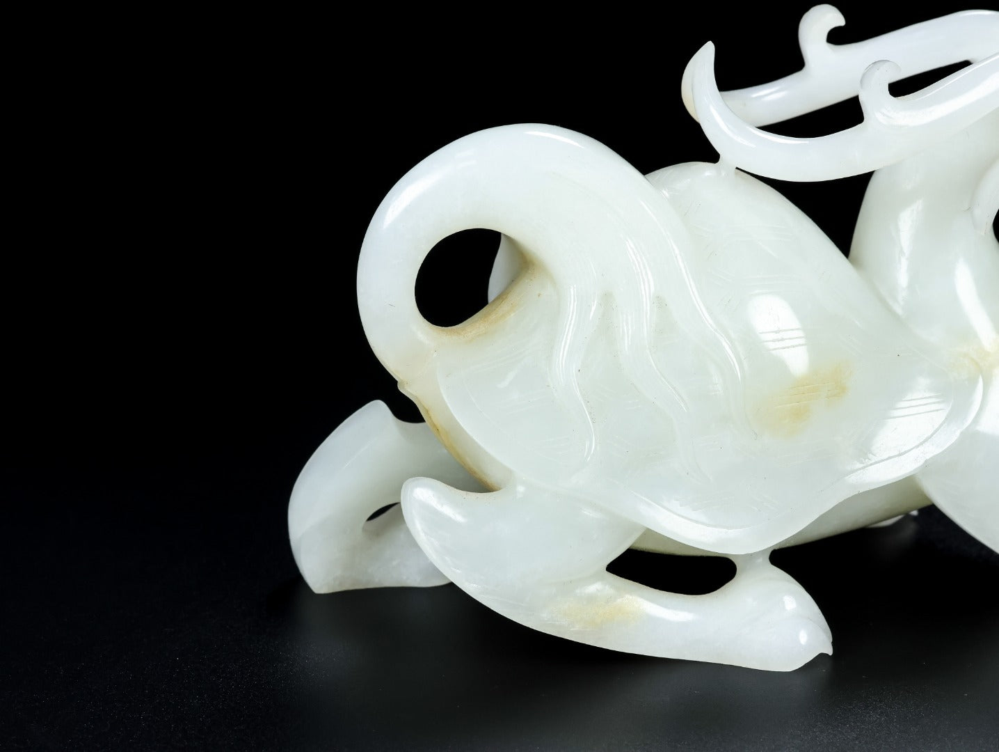 A1348 A Pair Superb Chinese White Hetian Jade Carved Dragon Turtle Statues