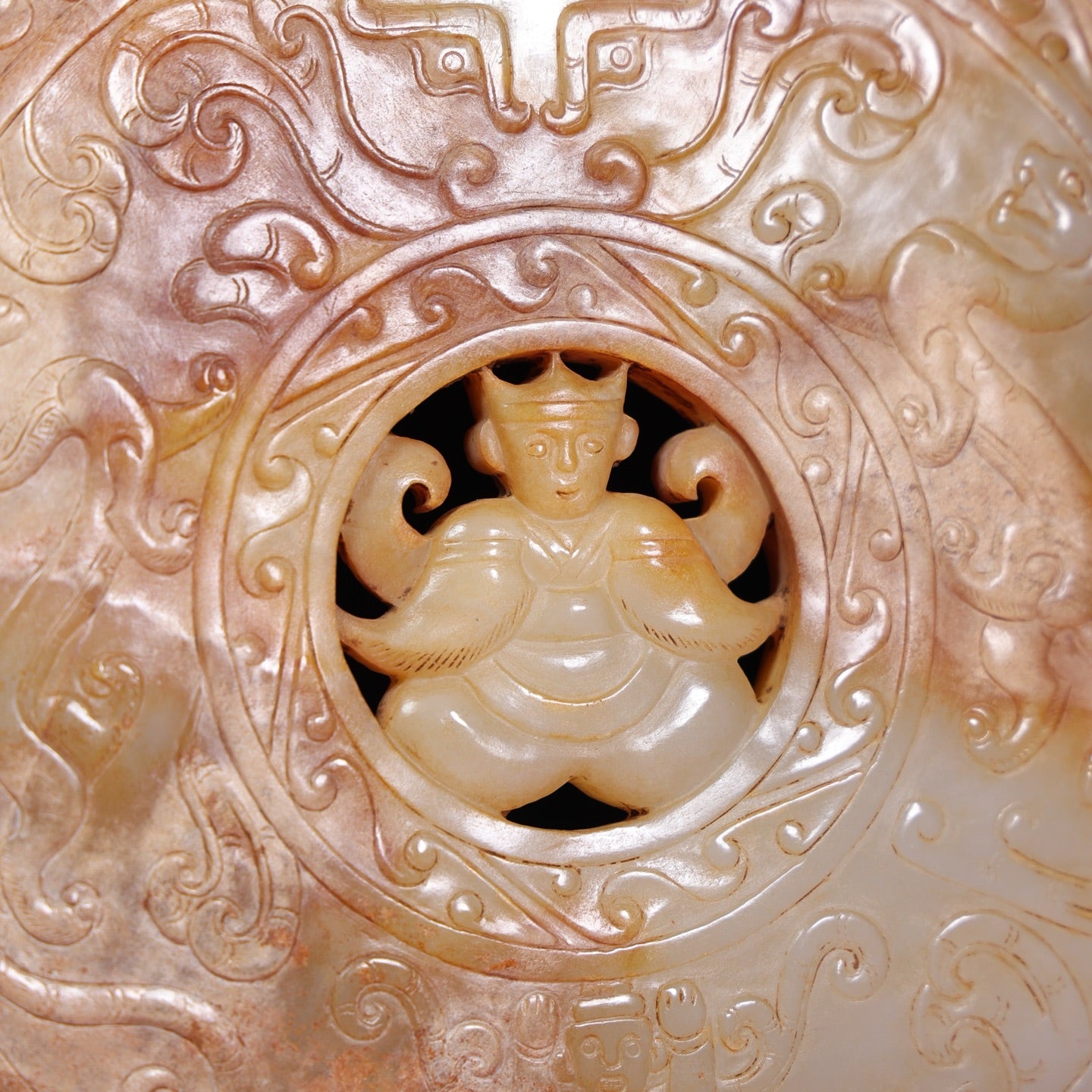A1355 High Quality Chinese Hetian Jade Dragon Phoenix Jade bi