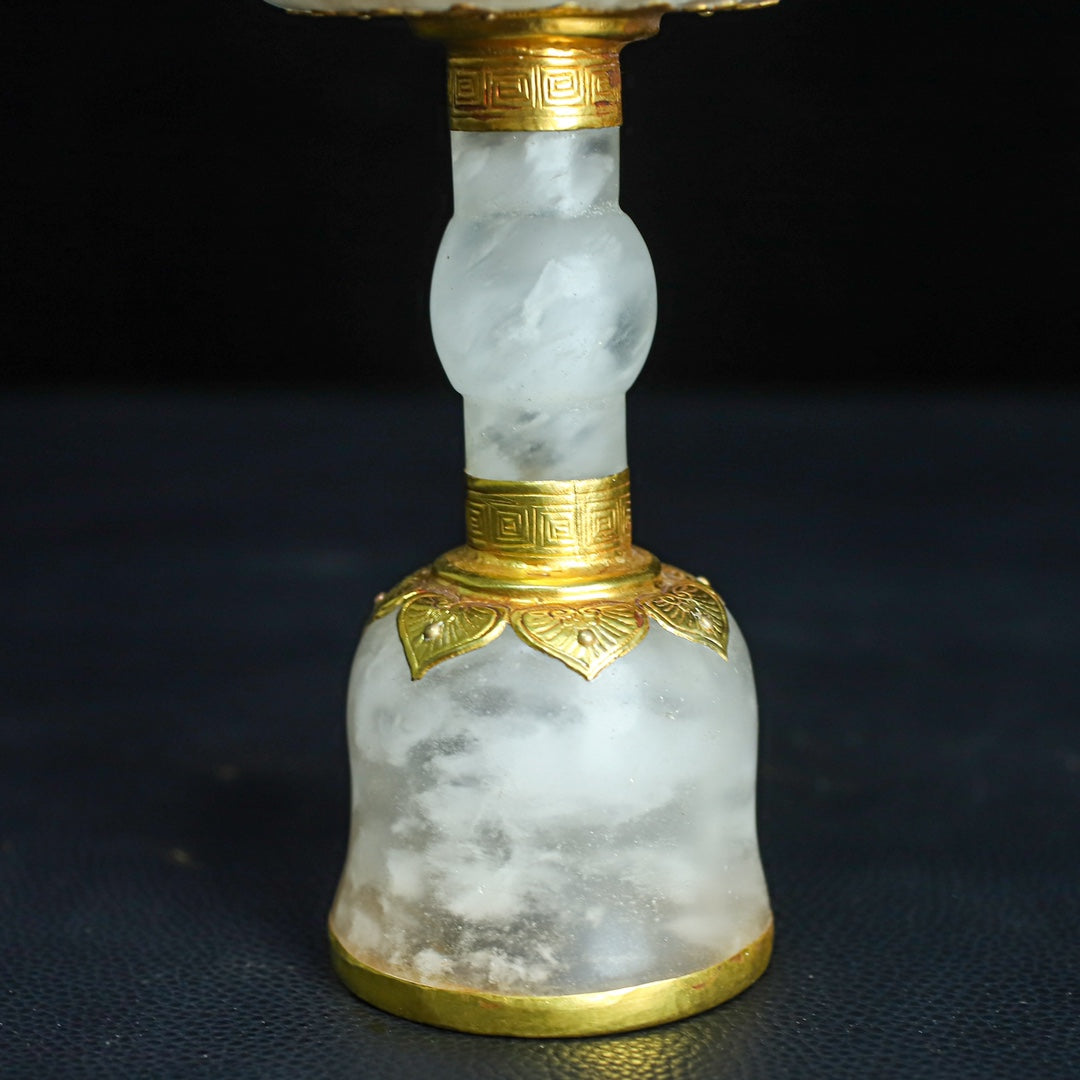 A1356 A Pair Inlaying Gold Edge Crystal Candlestick
