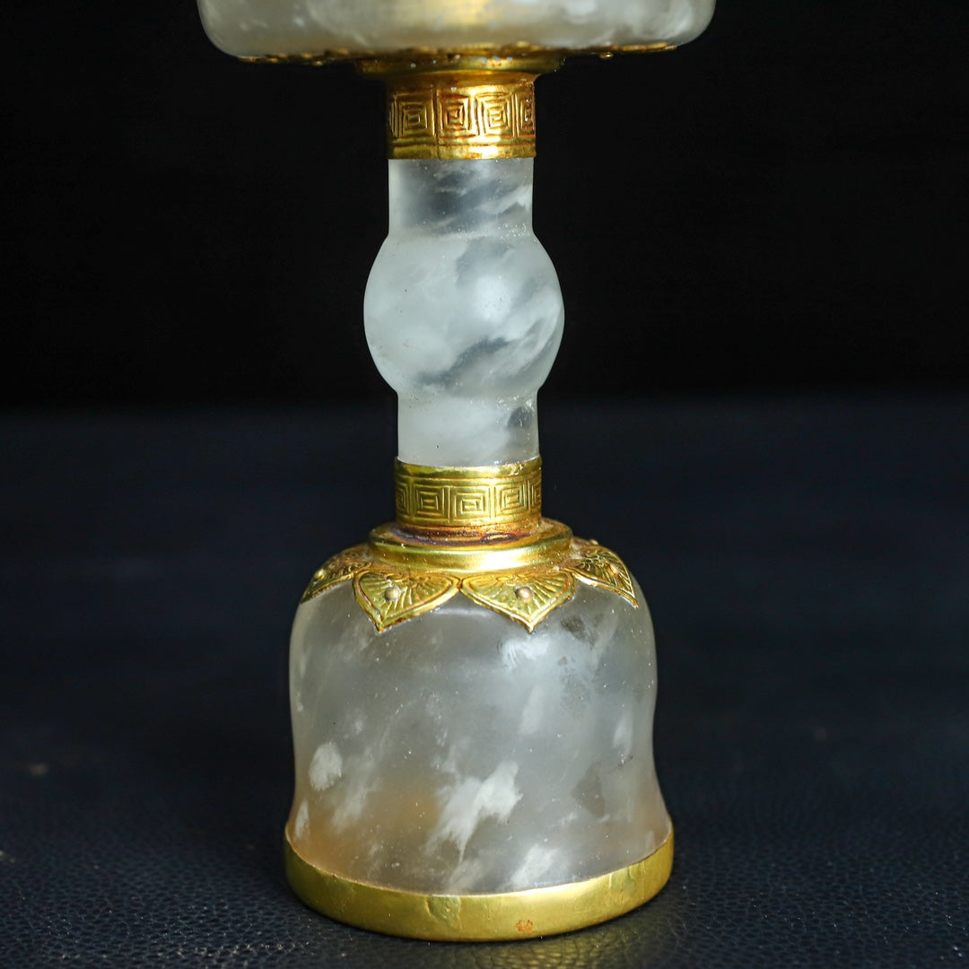 A1356 A Pair Inlaying Gold Edge Crystal Candlestick