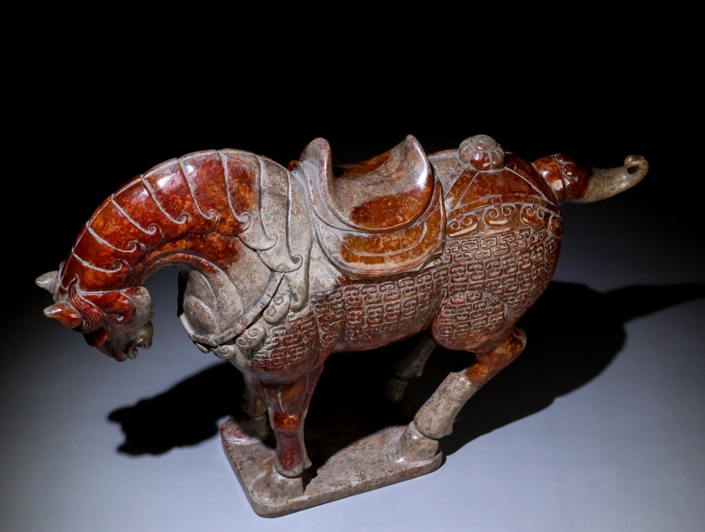A1370 Superb Vintage Chinese Hetian Jade Carved Fortune Horse Statue