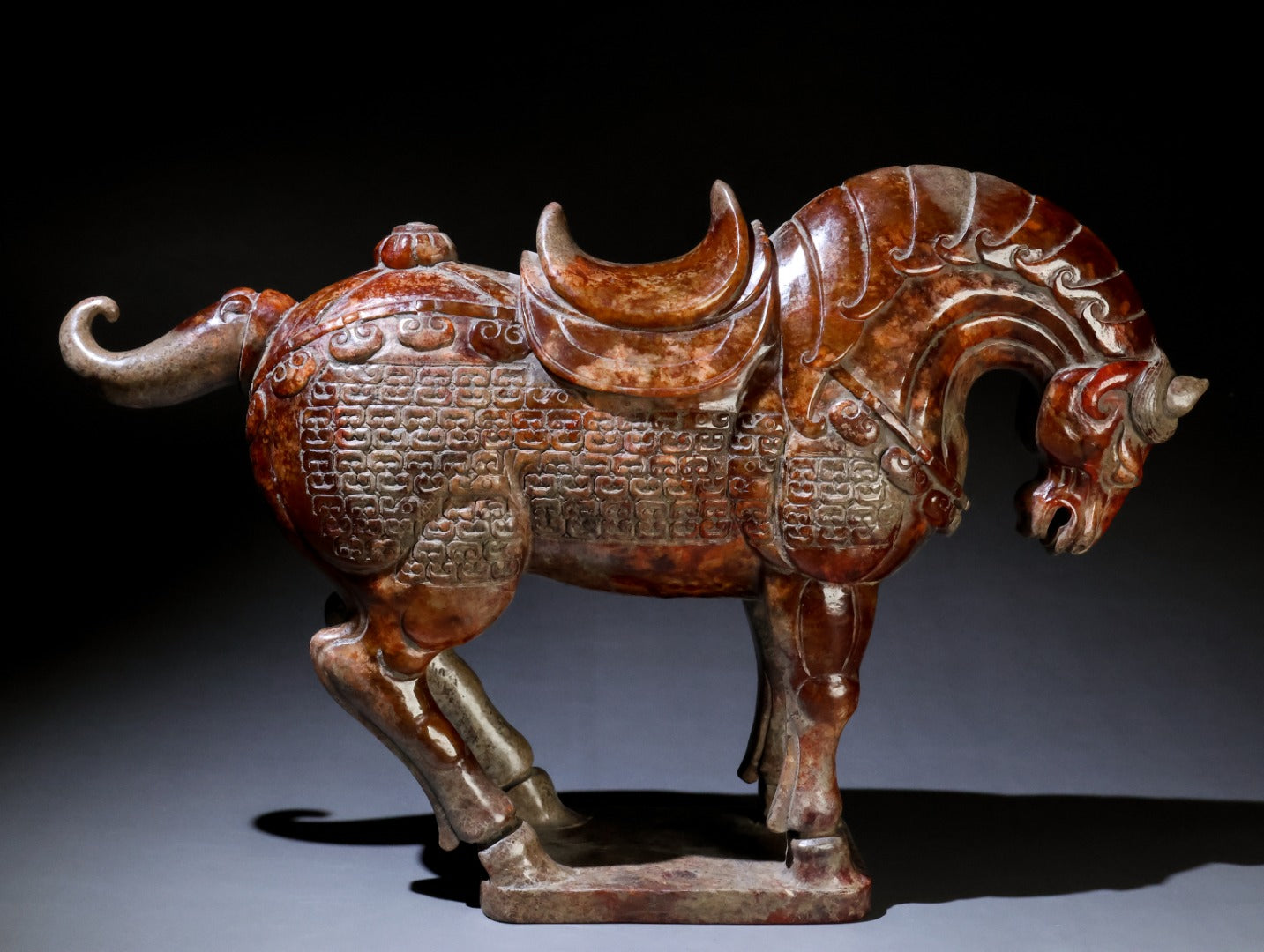 A1370 Superb Vintage Chinese Hetian Jade Carved Fortune Horse Statue