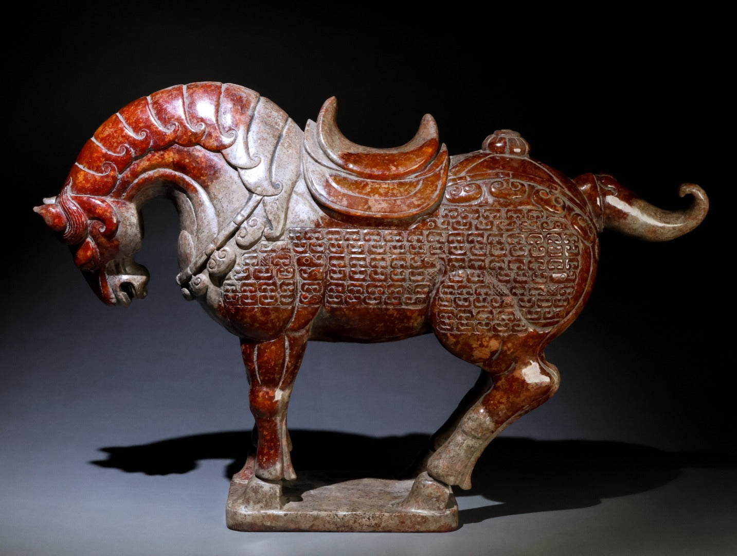 A1370 Superb Vintage Chinese Hetian Jade Carved Fortune Horse Statue