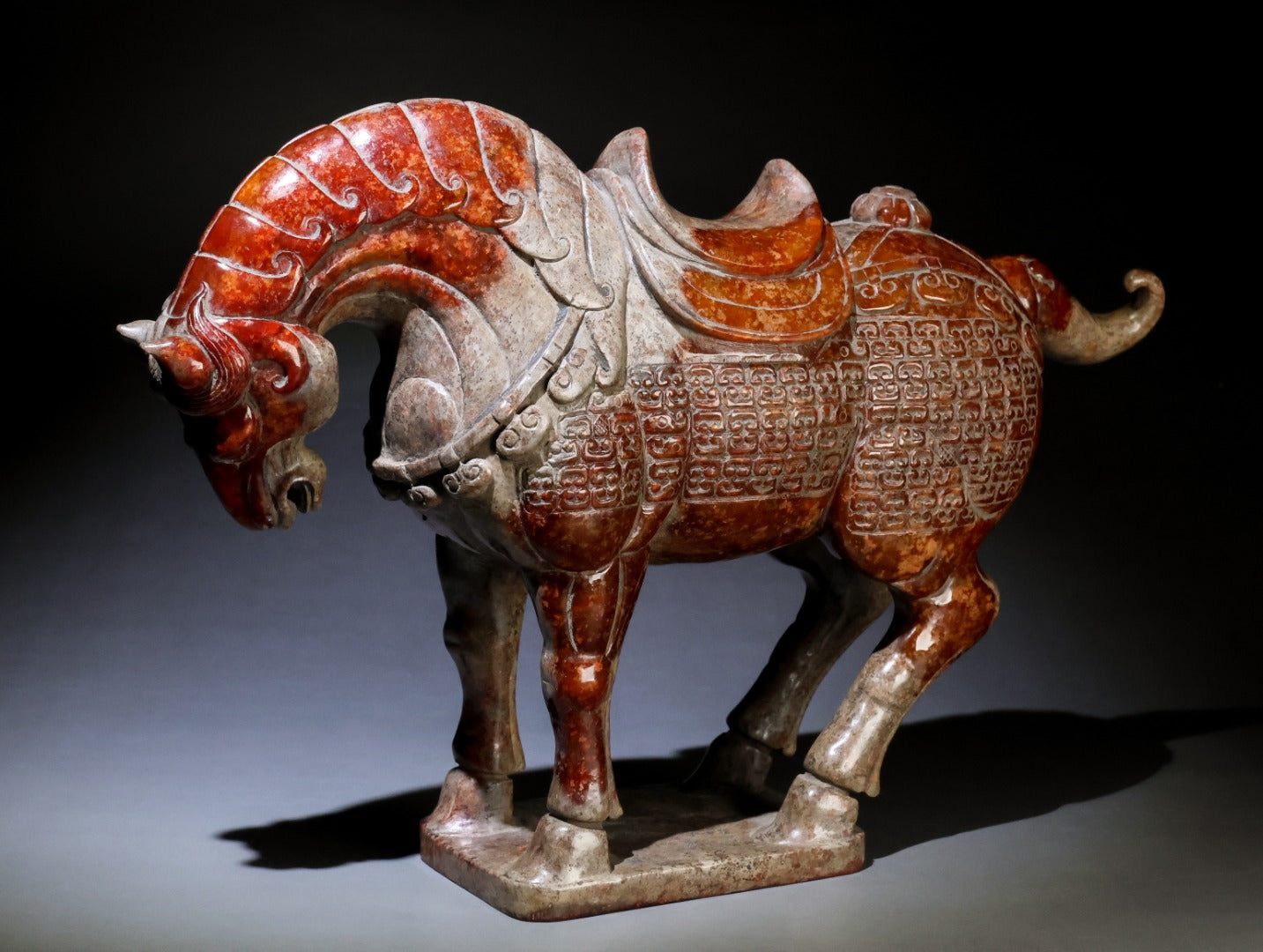 A1370 Superb Vintage Chinese Hetian Jade Carved Fortune Horse Statue
