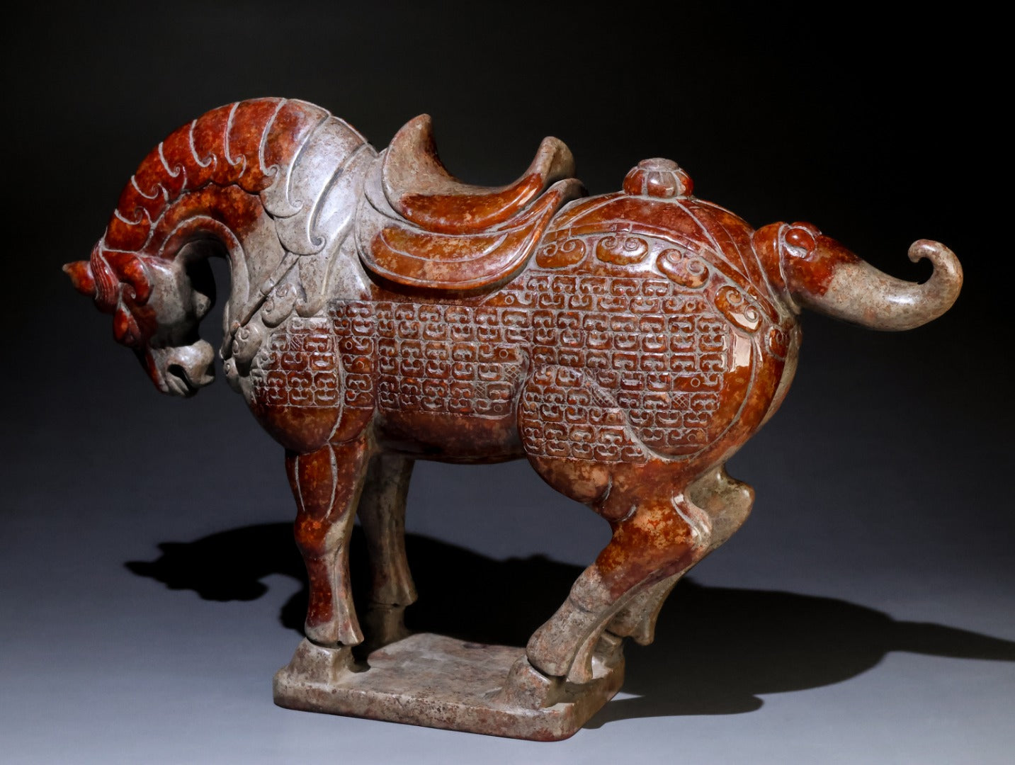 A1370 Superb Vintage Chinese Hetian Jade Carved Fortune Horse Statue