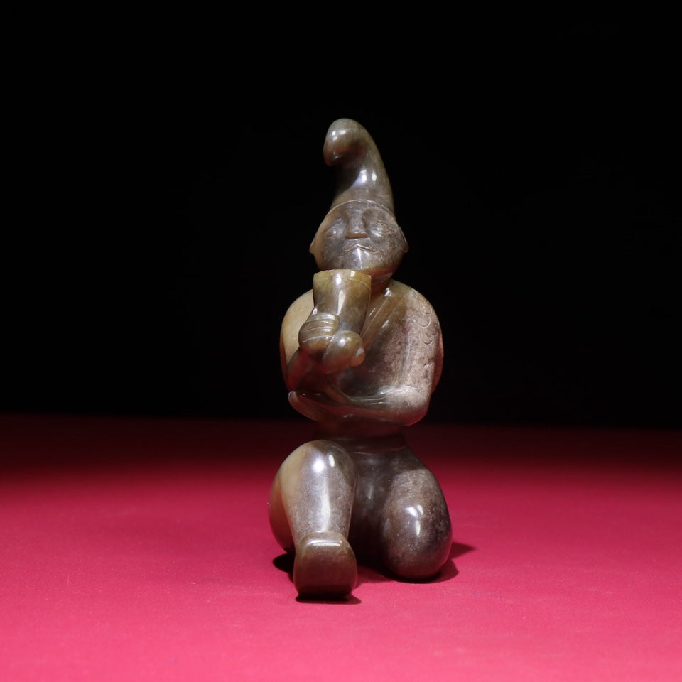 A1388 Superb Old Chinese Hetian Jade Carved Figure Statue
