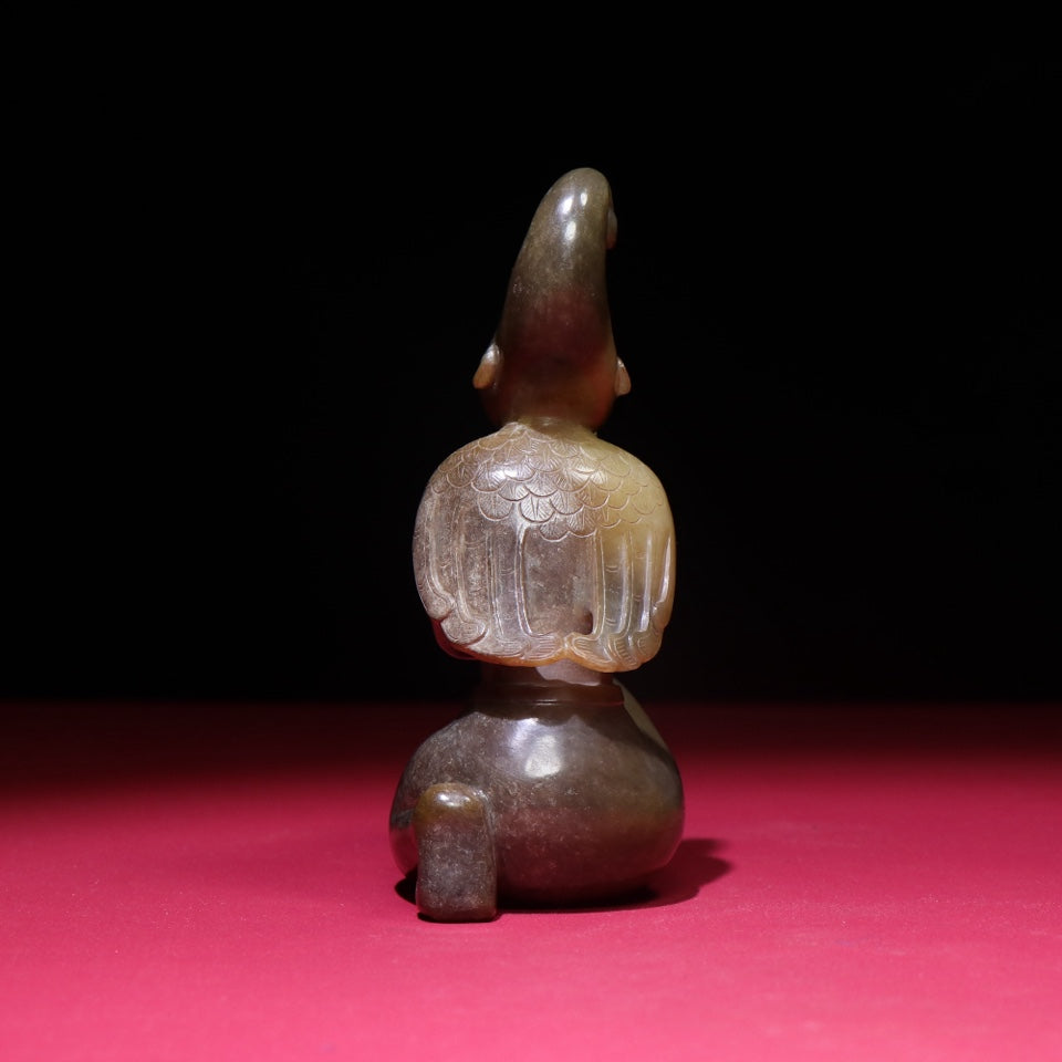 A1388 Superb Old Chinese Hetian Jade Carved Figure Statue