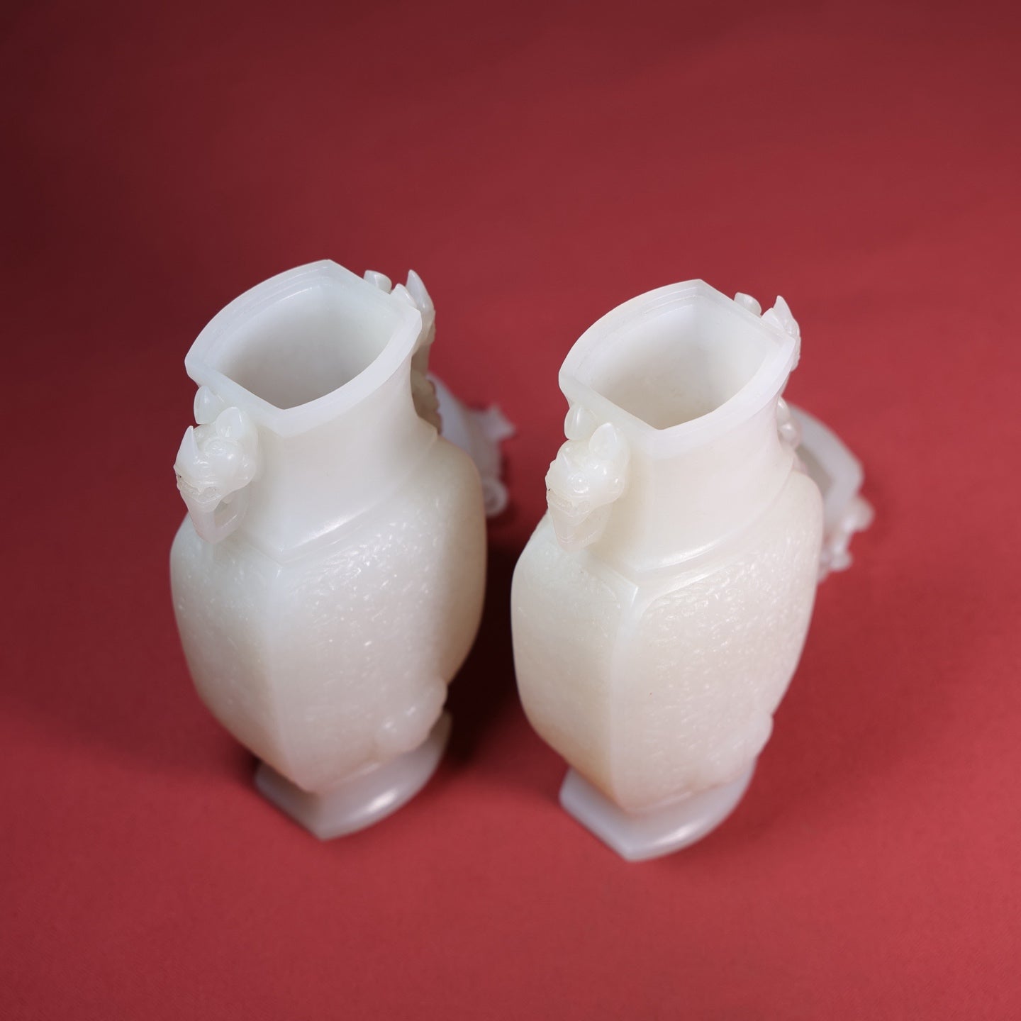 A1401 A Pair High Quality Chinese White Hetian Jade Vases