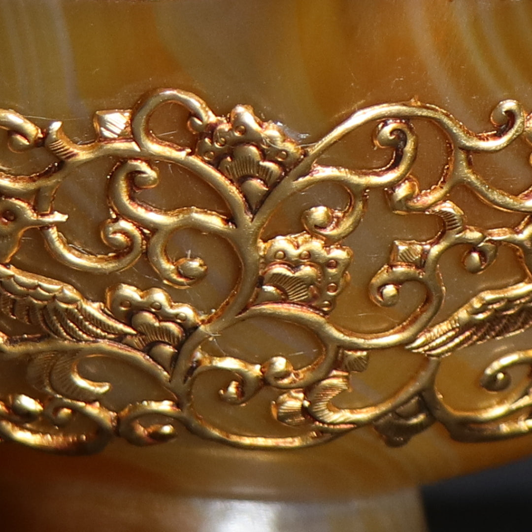 A1403 Chinese Inlaying Gold Edge Agate Bowl