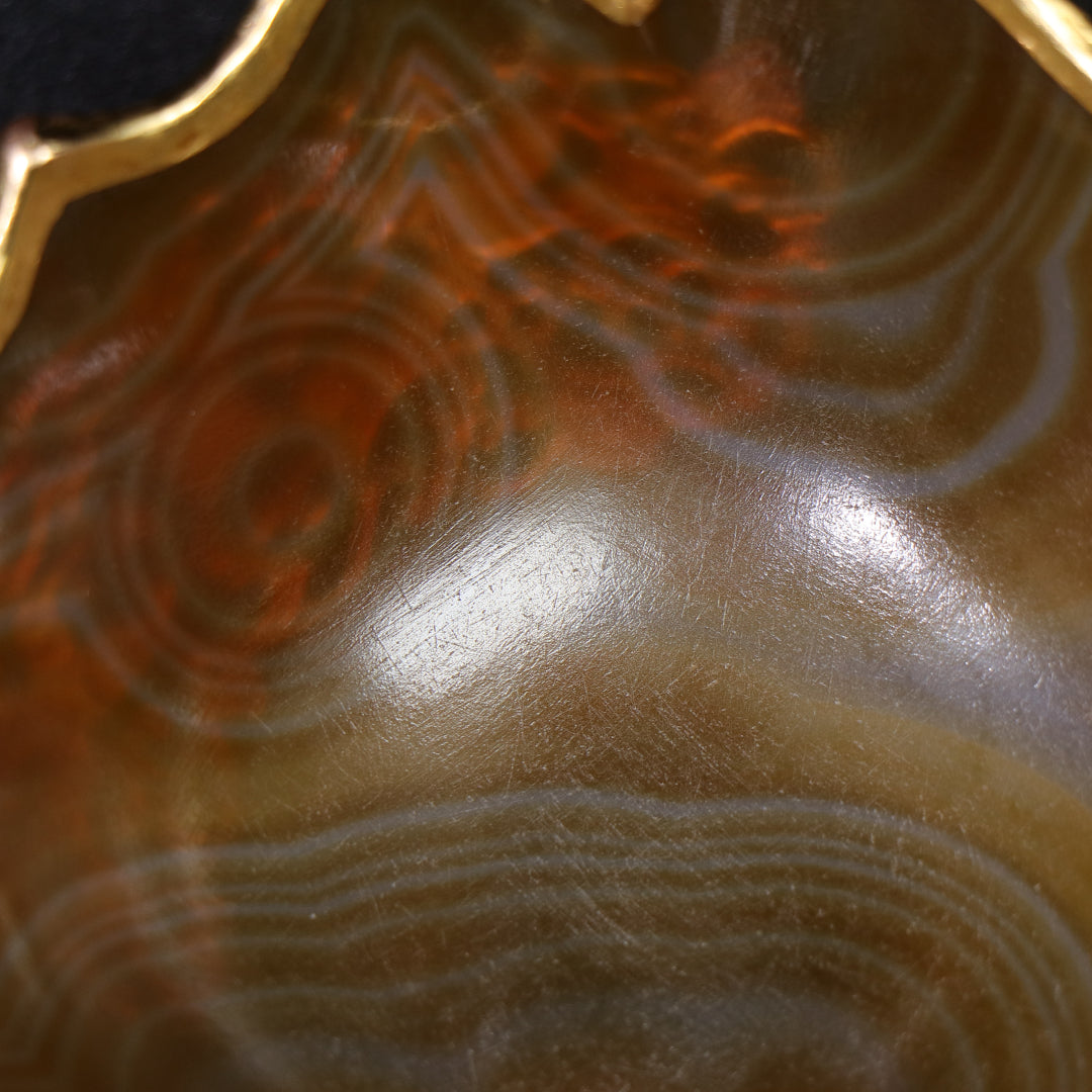 A1403 Chinese Inlaying Gold Edge Agate Bowl