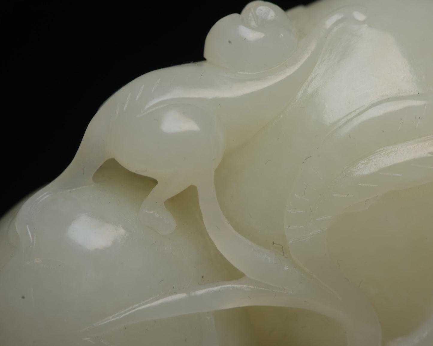 A1408 Chinese Hetian Jade Carved Peach & Monkey Statue