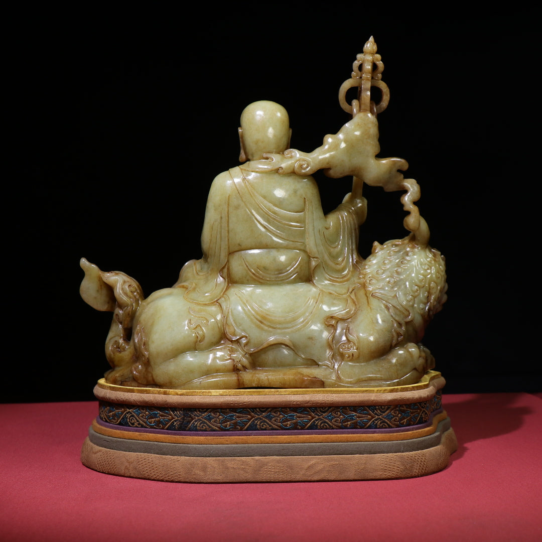 A1416 Superb Old Chinese Hetian Jade Carved Ksitigarbha Statue