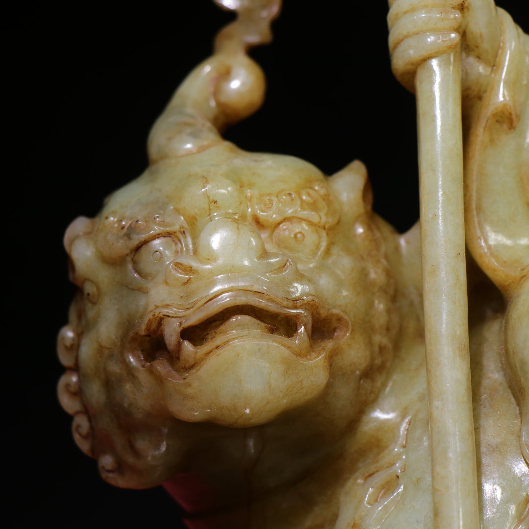 A1416 Superb Old Chinese Hetian Jade Carved Ksitigarbha Statue