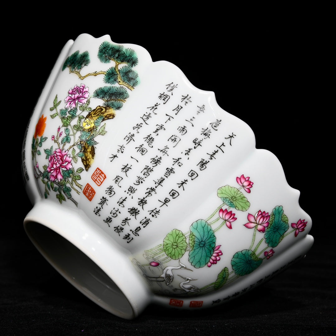 A1418 A Pair Chinese Qing Dynasty Famille Rose Flowers Design Porcelain Bowls