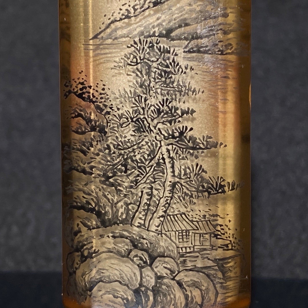 A1419 Chinese Peking Glass Colored Drawing Mountain River Scene Design Snuff Bottle