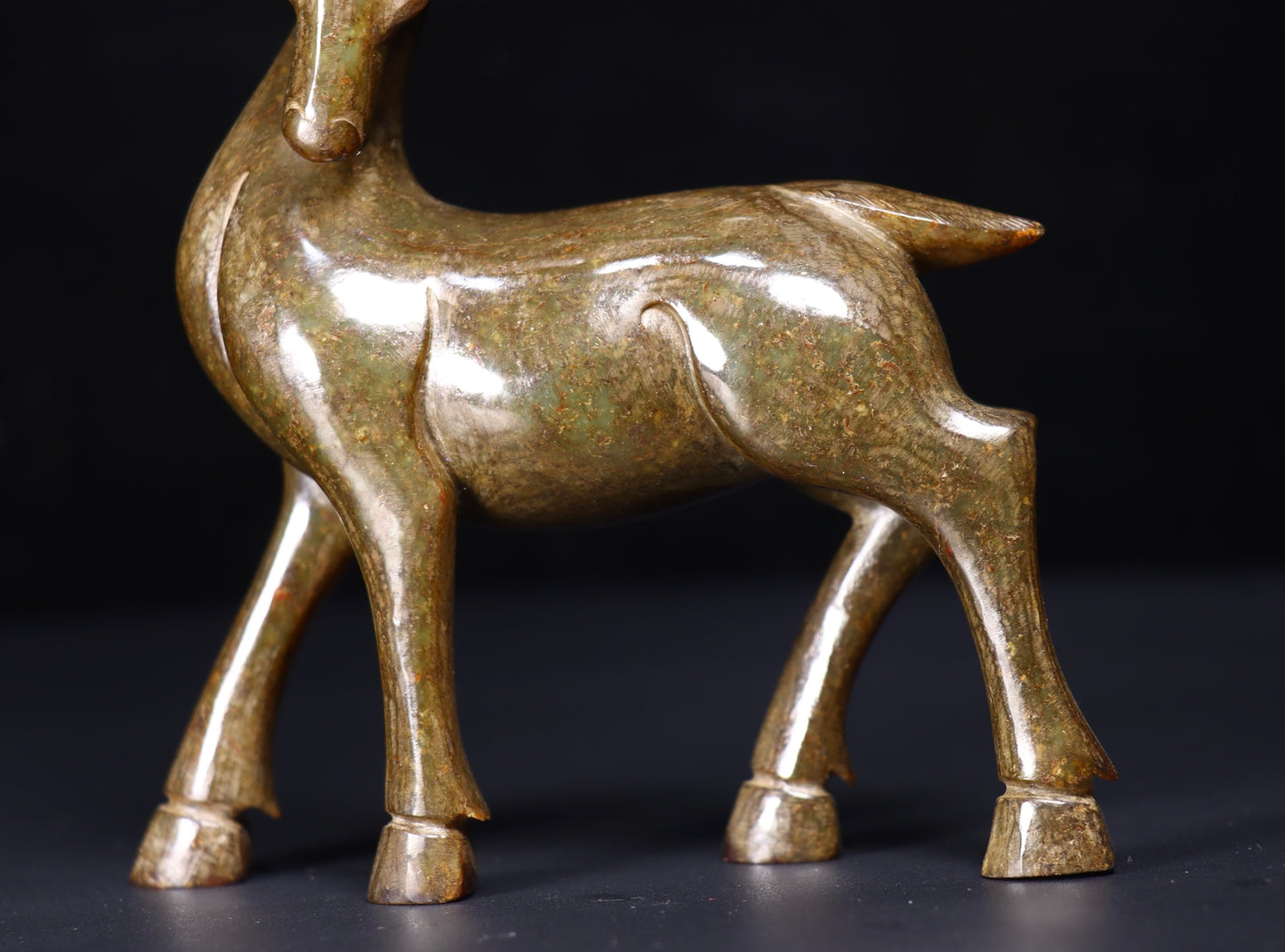 A1424 A Pair Vintage Chinese Hetian Jade Fortune Deer Statue
