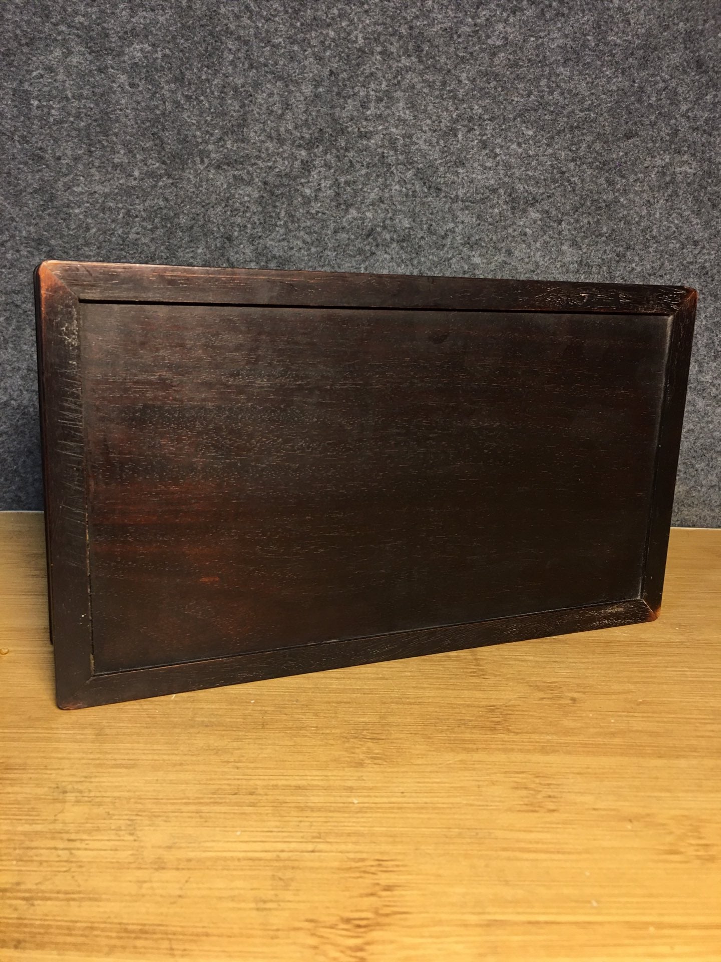 A1431 Vintage Chinese Zitan Wood Inlay Shell Crane Jewellery Box