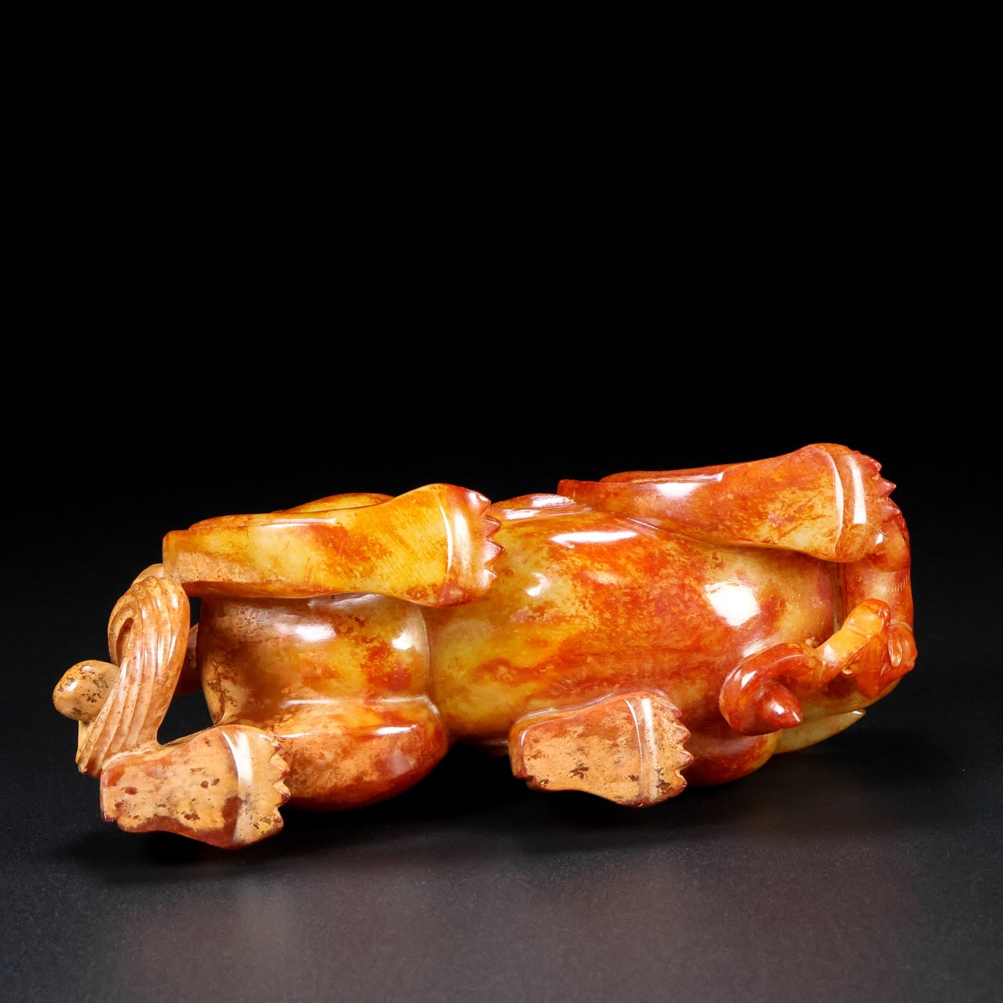 A1438 Superb Old Chinese Hetian Jade Fortune Beast Statue
