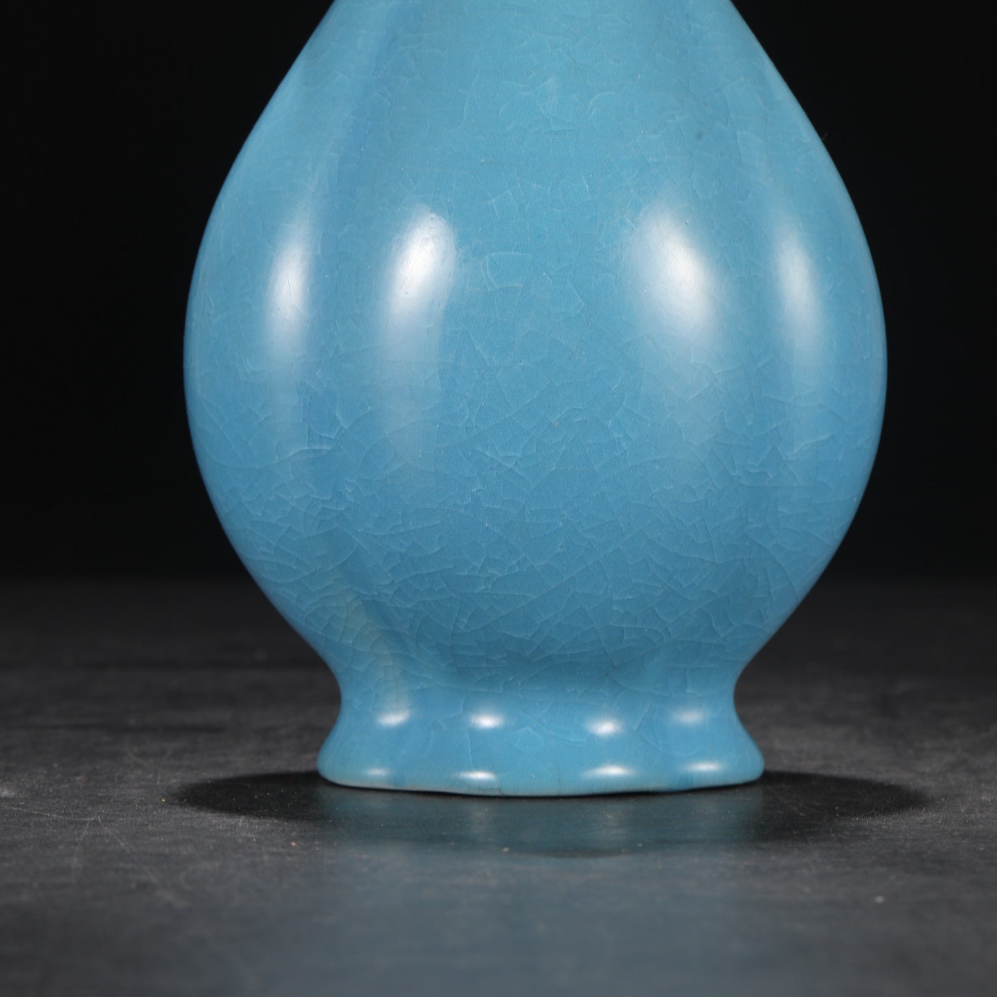 A1445 Chinese Blue Glaze Ru Kiln Double Ear Porcelain Vase