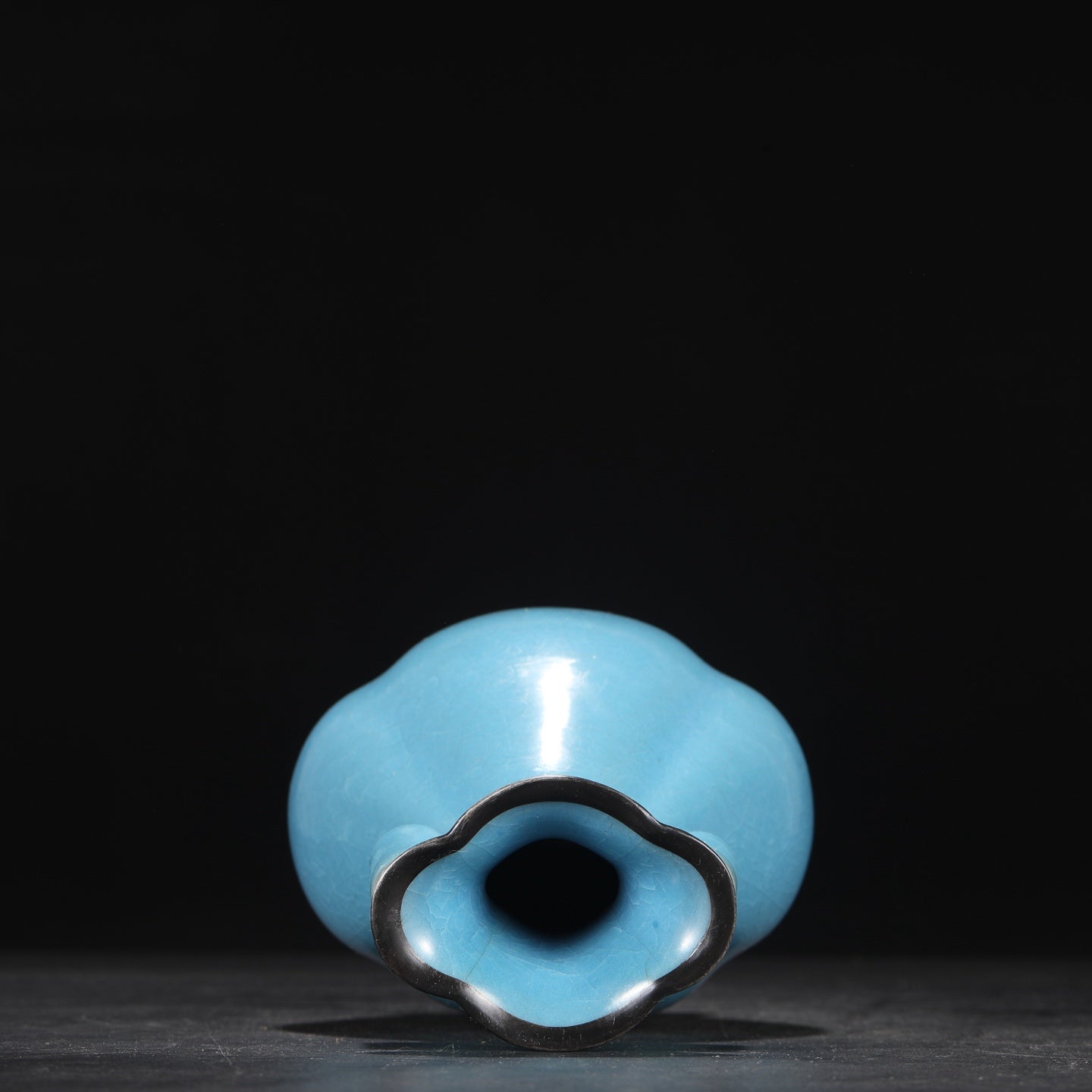 A1445 Chinese Blue Glaze Ru Kiln Double Ear Porcelain Vase