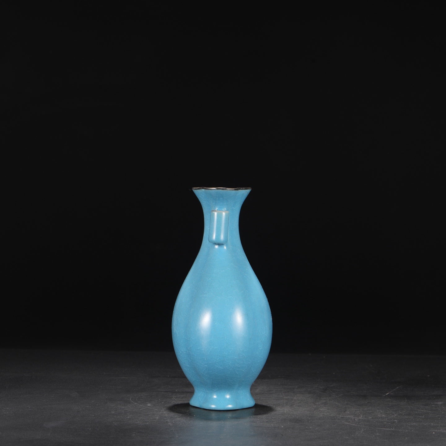 A1445 Chinese Blue Glaze Ru Kiln Double Ear Porcelain Vase