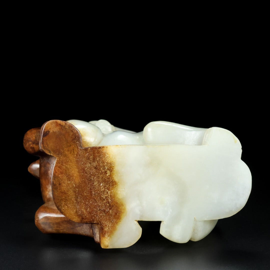 A1450 Exquisite Chinese Hetian Jade Carved Fortune Deer Statue