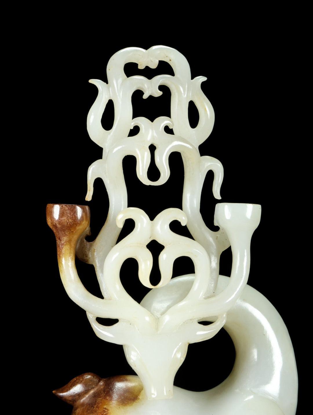 A1450 Exquisite Chinese Hetian Jade Carved Fortune Deer Statue