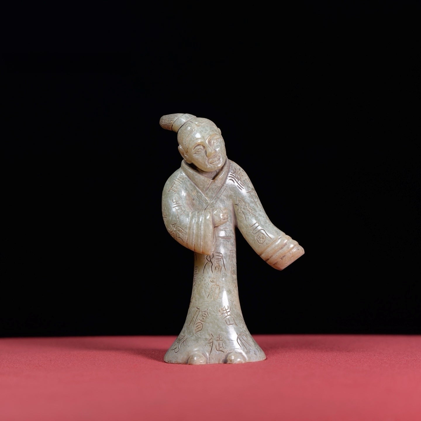 A1456 Vintage Chinese Hetian Jade Carved Figure Statue
