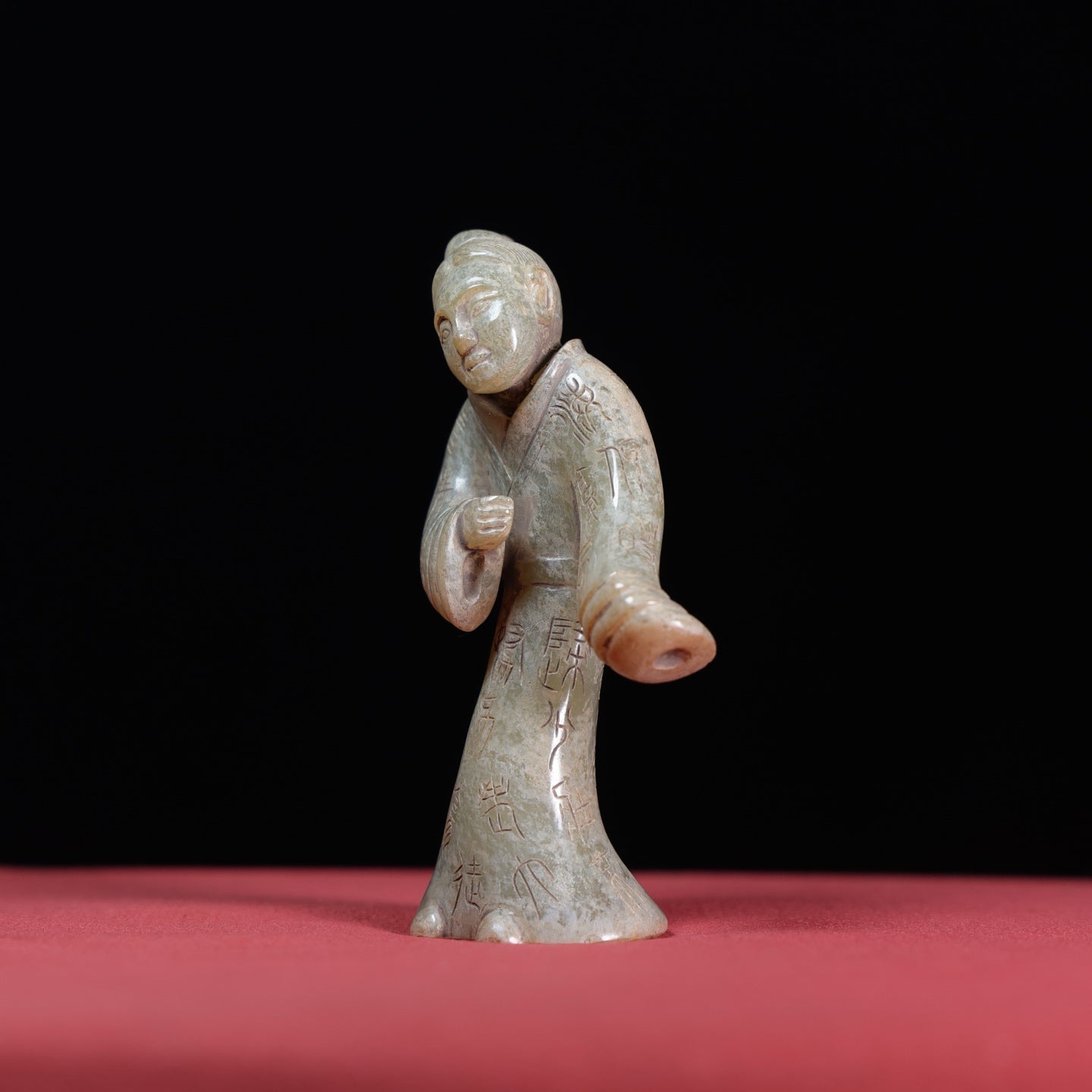 A1456 Vintage Chinese Hetian Jade Carved Figure Statue