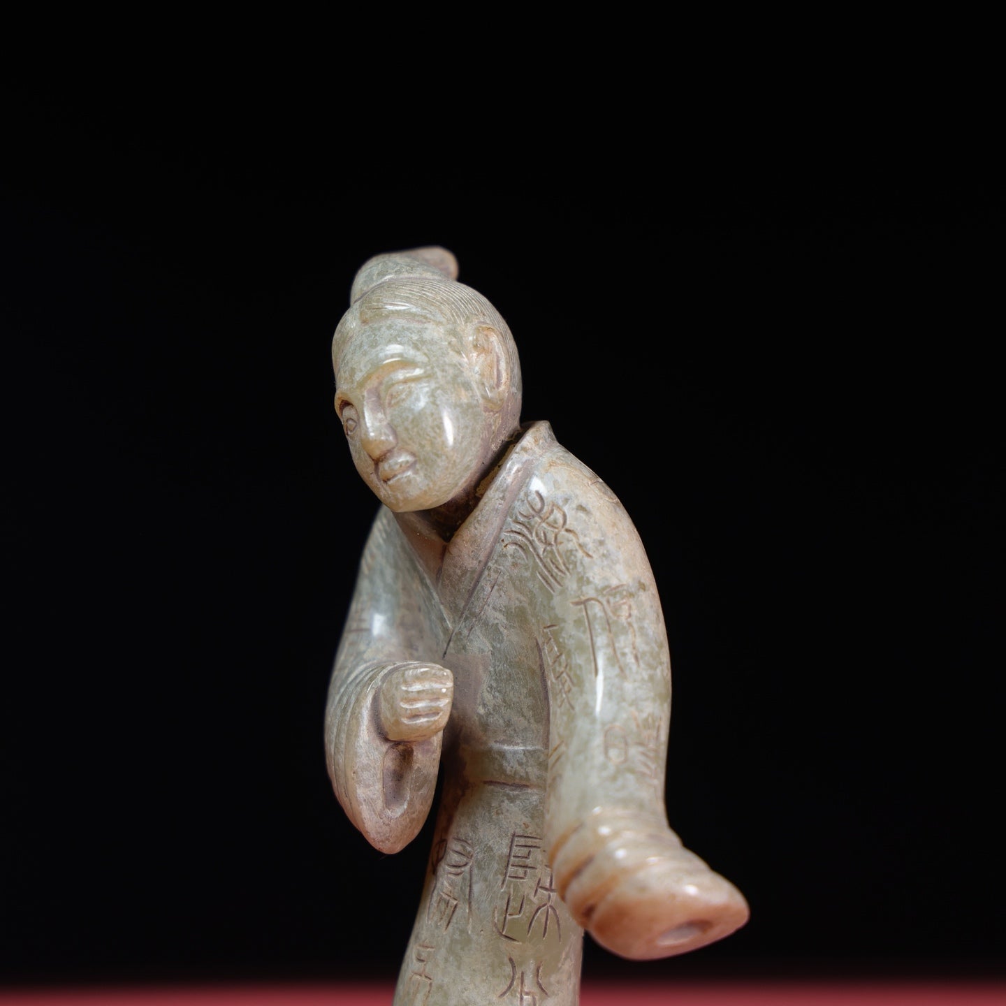 A1456 Vintage Chinese Hetian Jade Carved Figure Statue