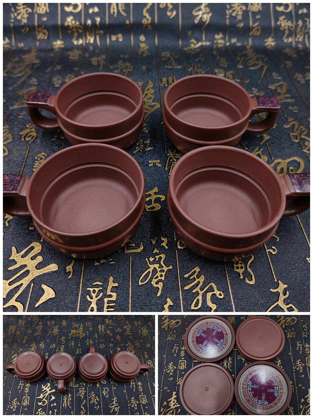 A1460 A Set Superb Chinese Famille Rose Yixing Zisha Teapot & Cups
