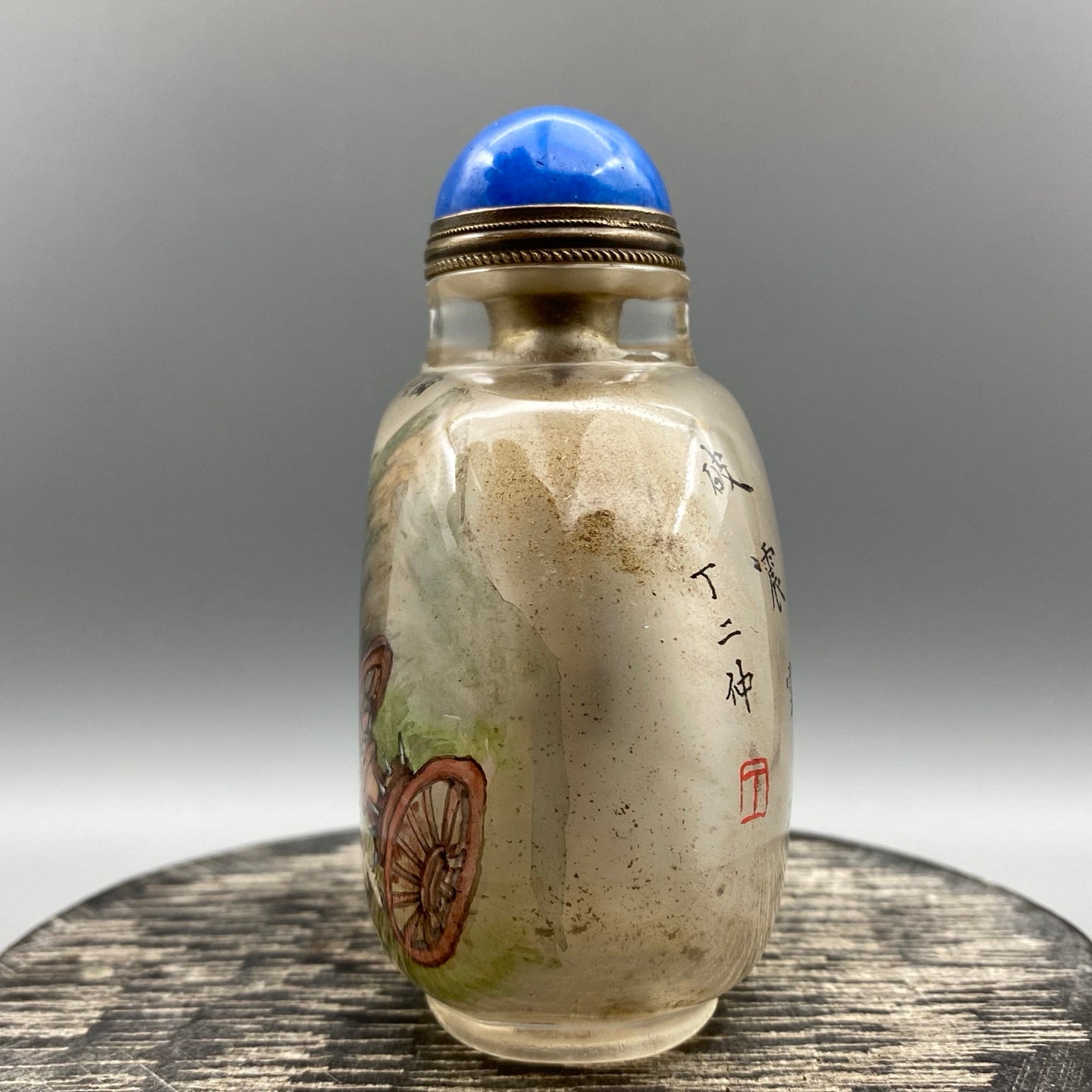 A1468 Old Chinese Peking Glass Inside Painting Figure Design Snuff Bottle w Stopper