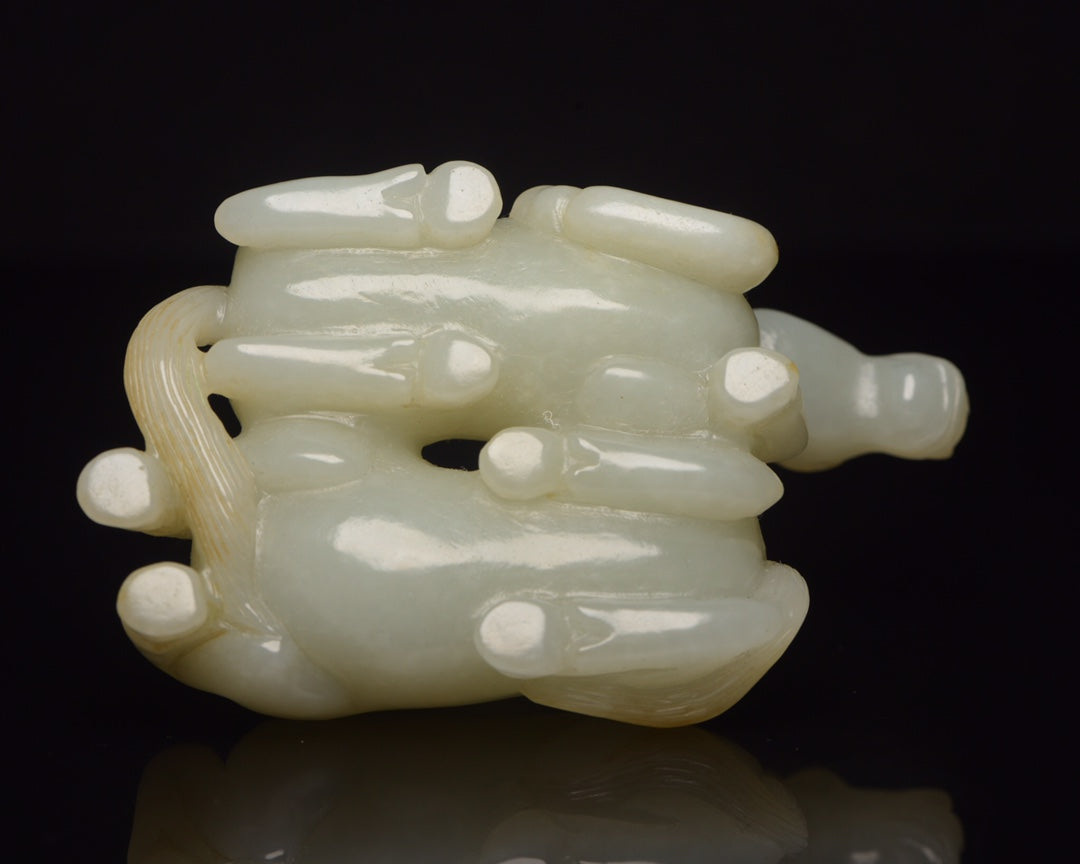 A1470 Superb Chinese Hetian Jade Carved Double Horse Statue
