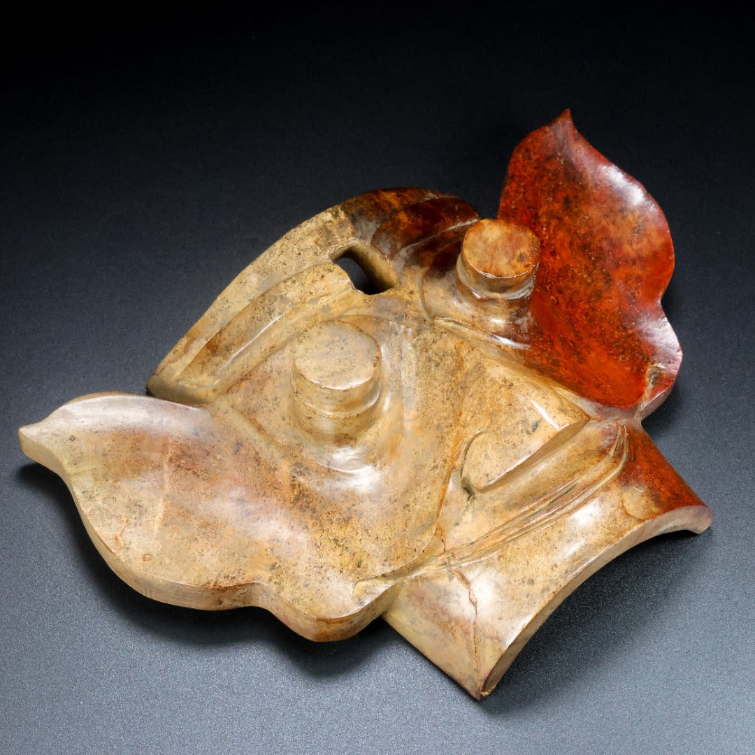 A1473 Vintage Chinese Hetian Jade Carved Figure Face Statue